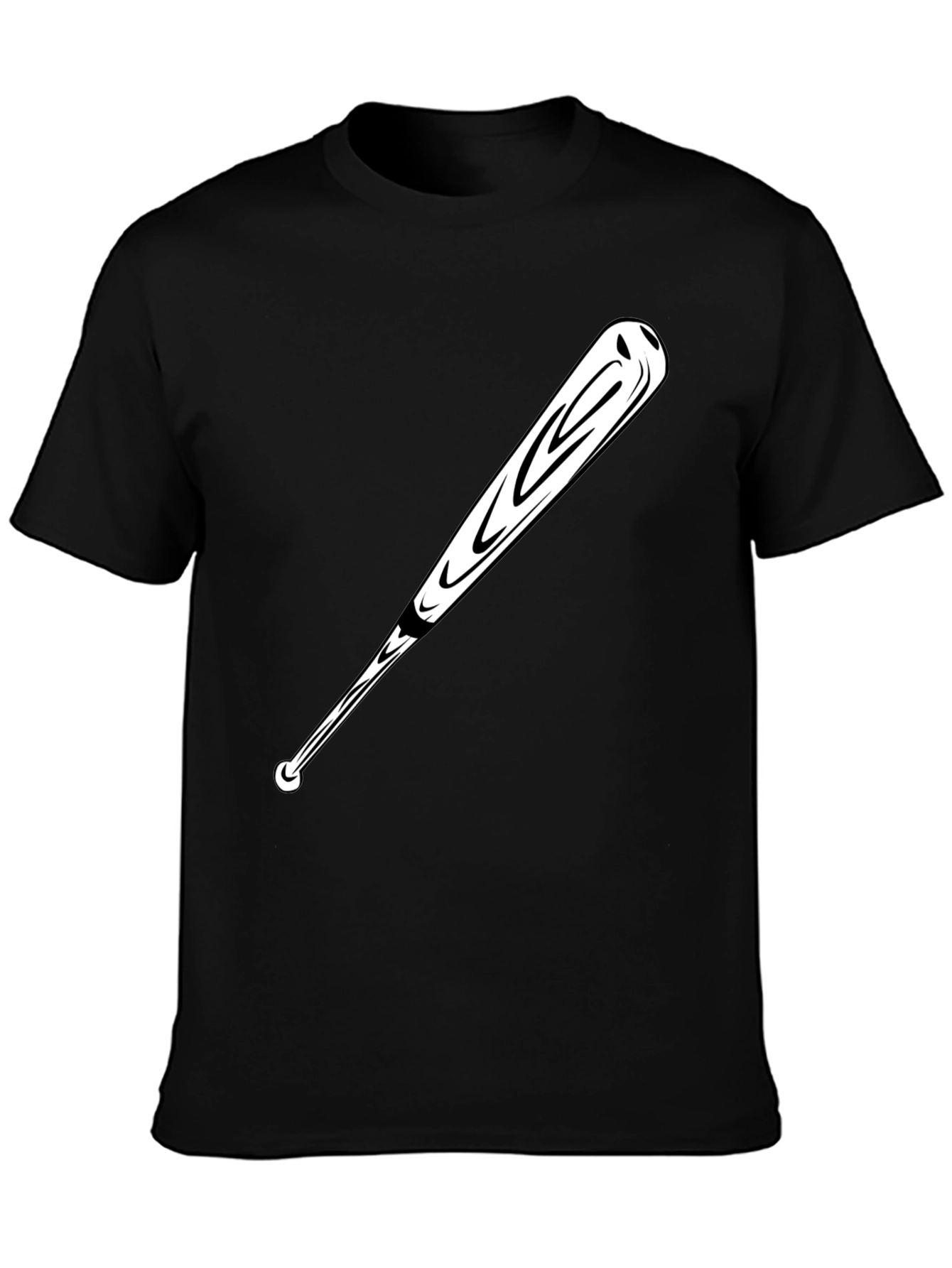 Baseball Bat Graphic Tee - Black Casual T-Shirt