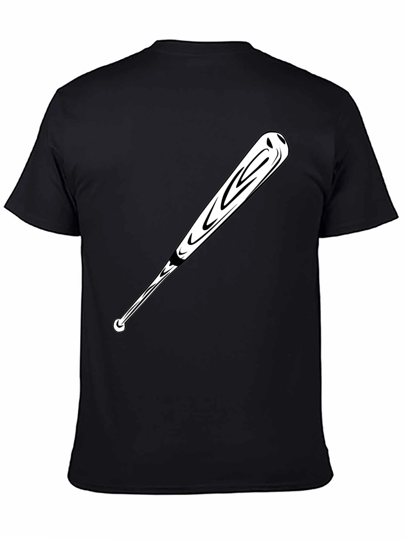 Baseball Bat Graphic Tee - Black Casual T-Shirt