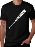 Baseball Bat Graphic Tee - Black Casual T-Shirt