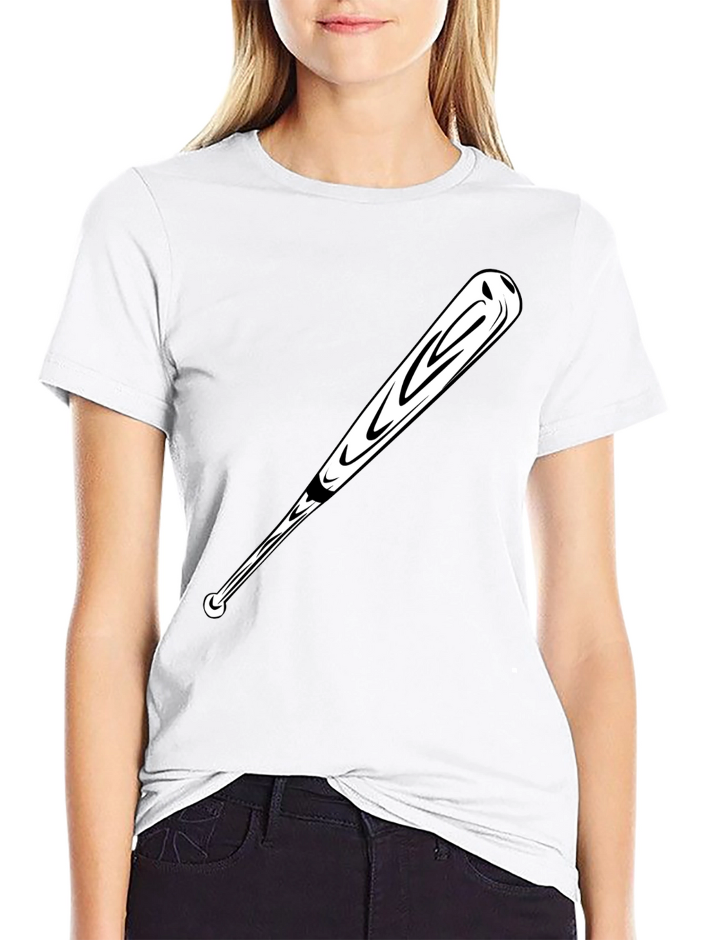 Baseball Bat Graphic Tee - Black Casual T-Shirt