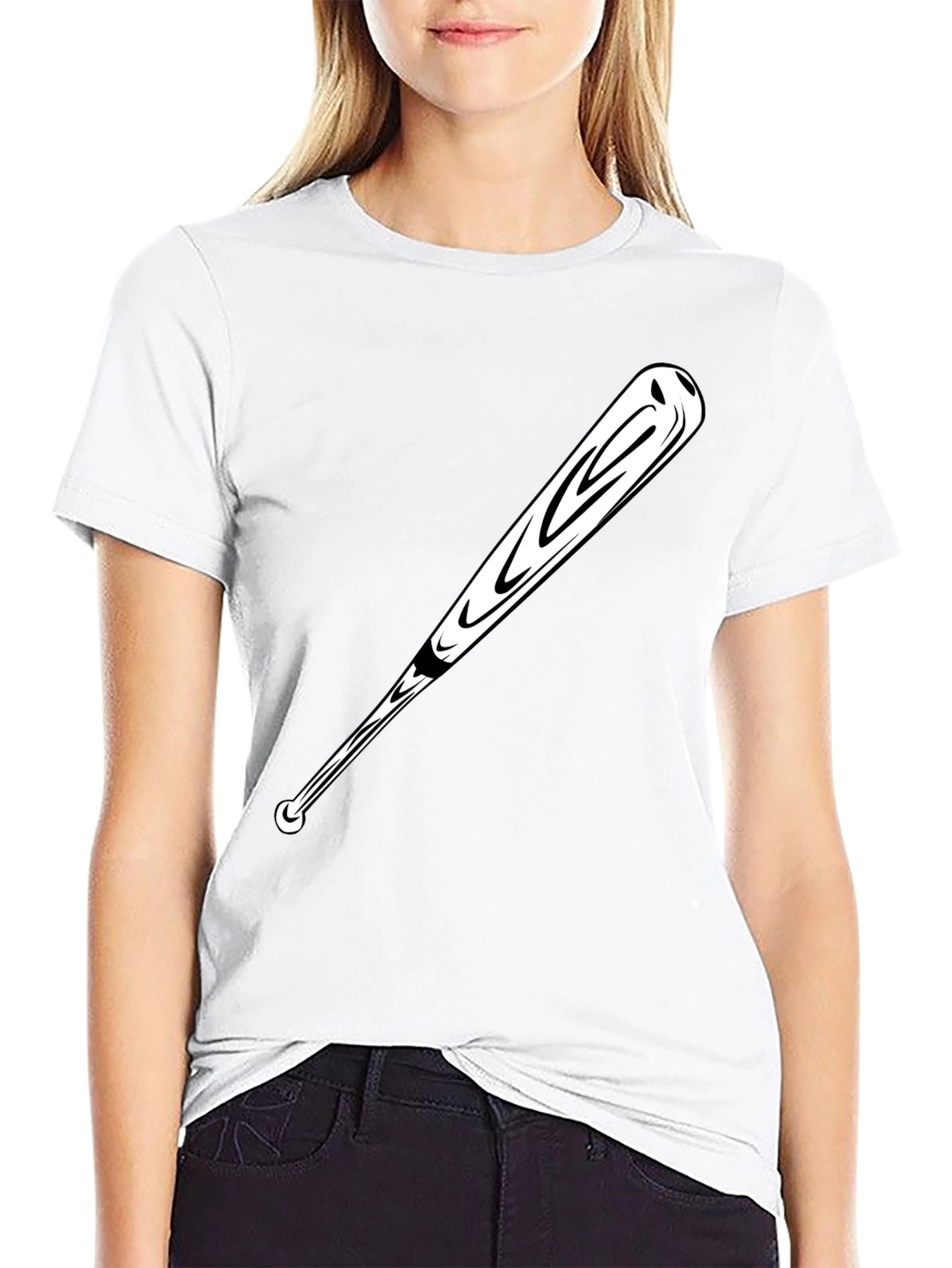 Baseball Bat Graphic Tee - Black Casual T-Shirt