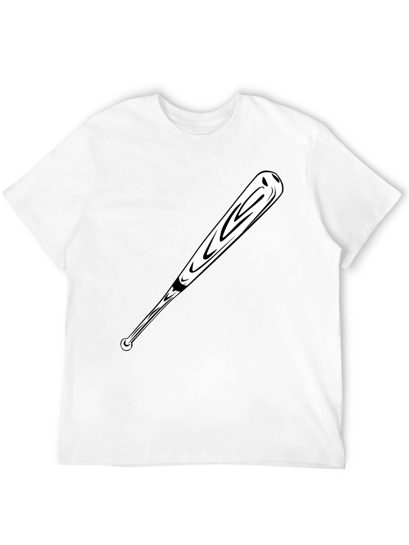 Baseball Bat Graphic Tee - Black Casual T-Shirt