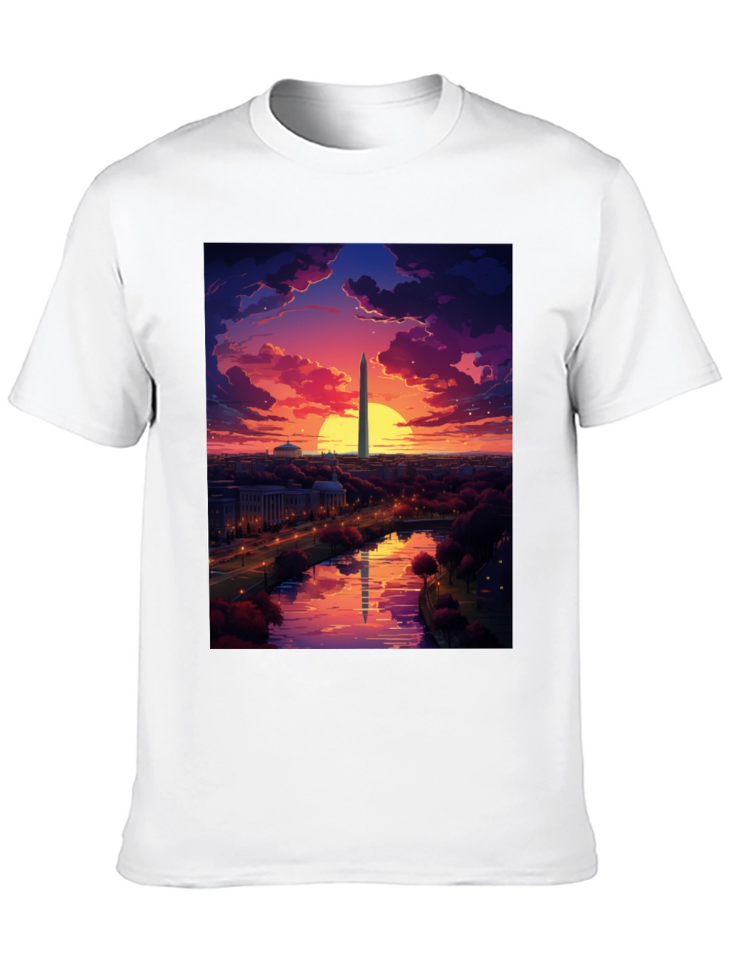 Washington Monument Art T-Shirt - Sunset Design