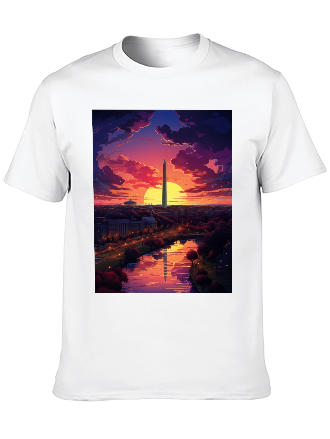 Washington Monument Art T-Shirt - Sunset Design