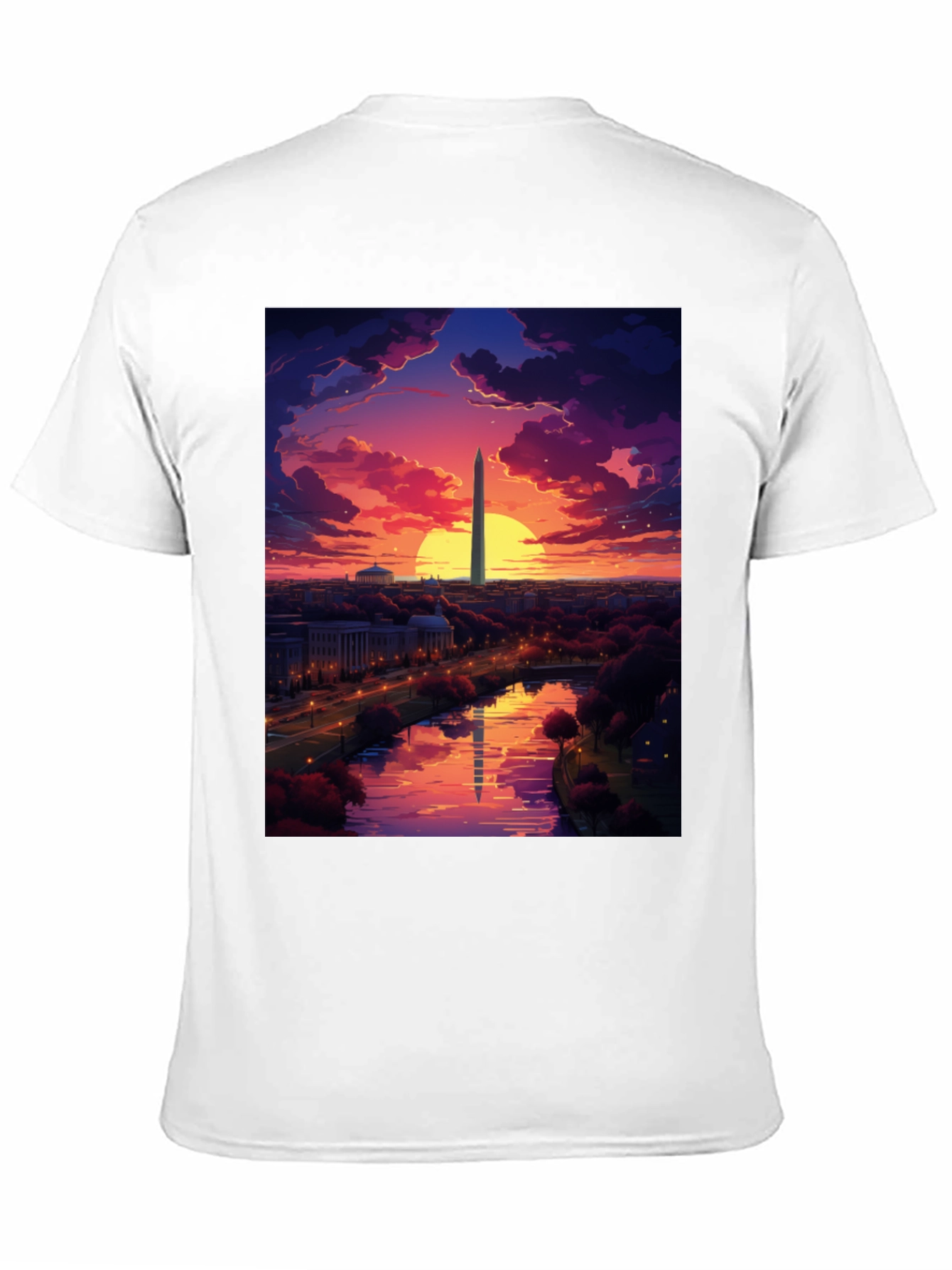 Washington Monument Art T-Shirt - Sunset Design