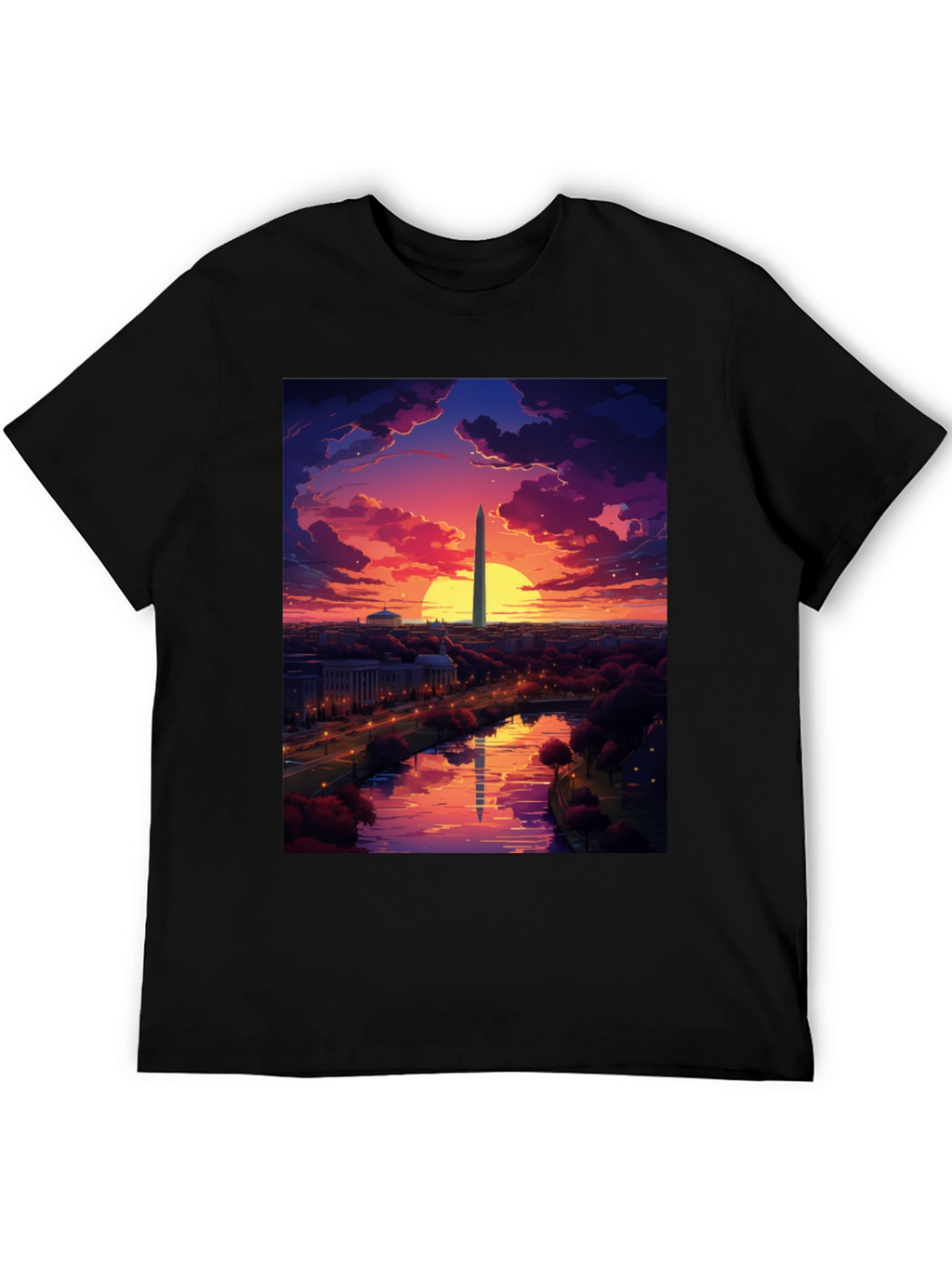 Washington Monument Art T-Shirt - Sunset Design