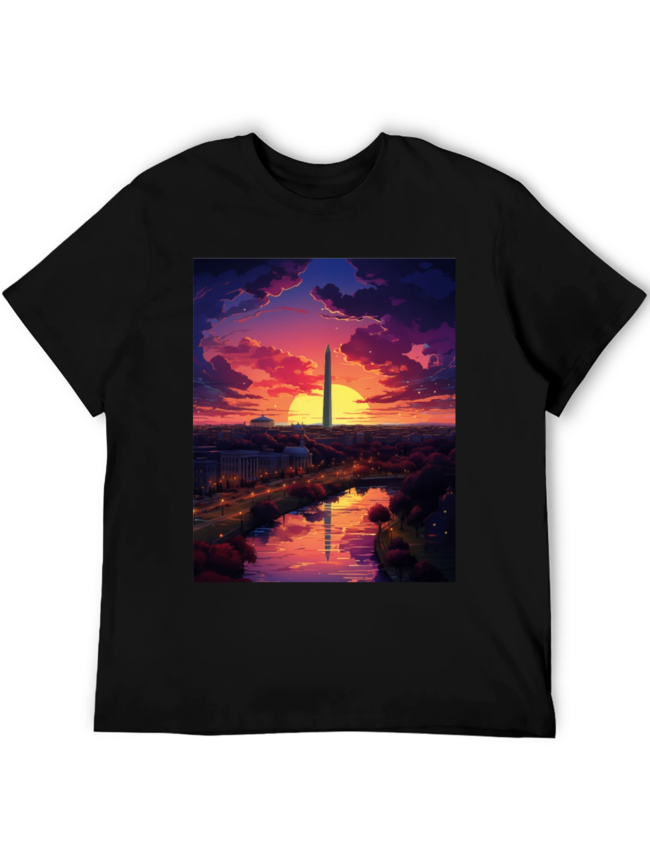 Washington Monument Art T-Shirt - Sunset Design