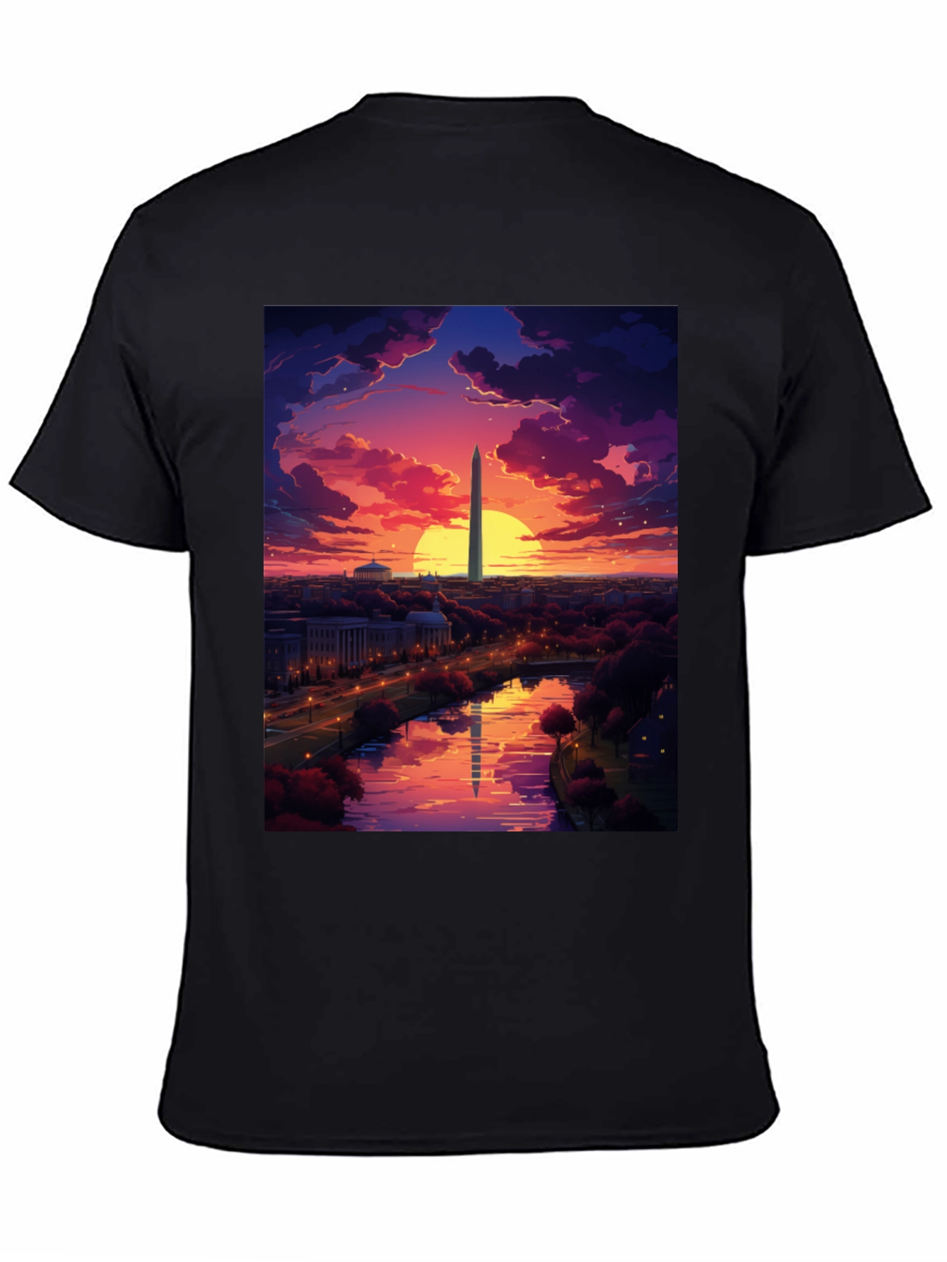 Washington Monument Art T-Shirt - Sunset Design