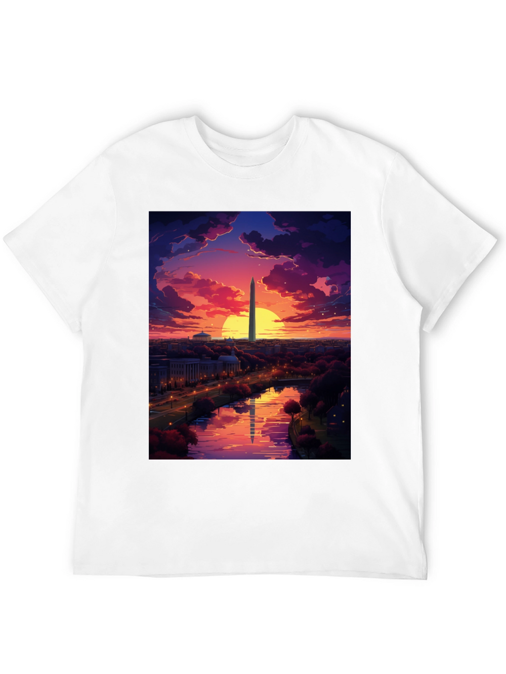 Washington Monument Art T-Shirt - Sunset Design