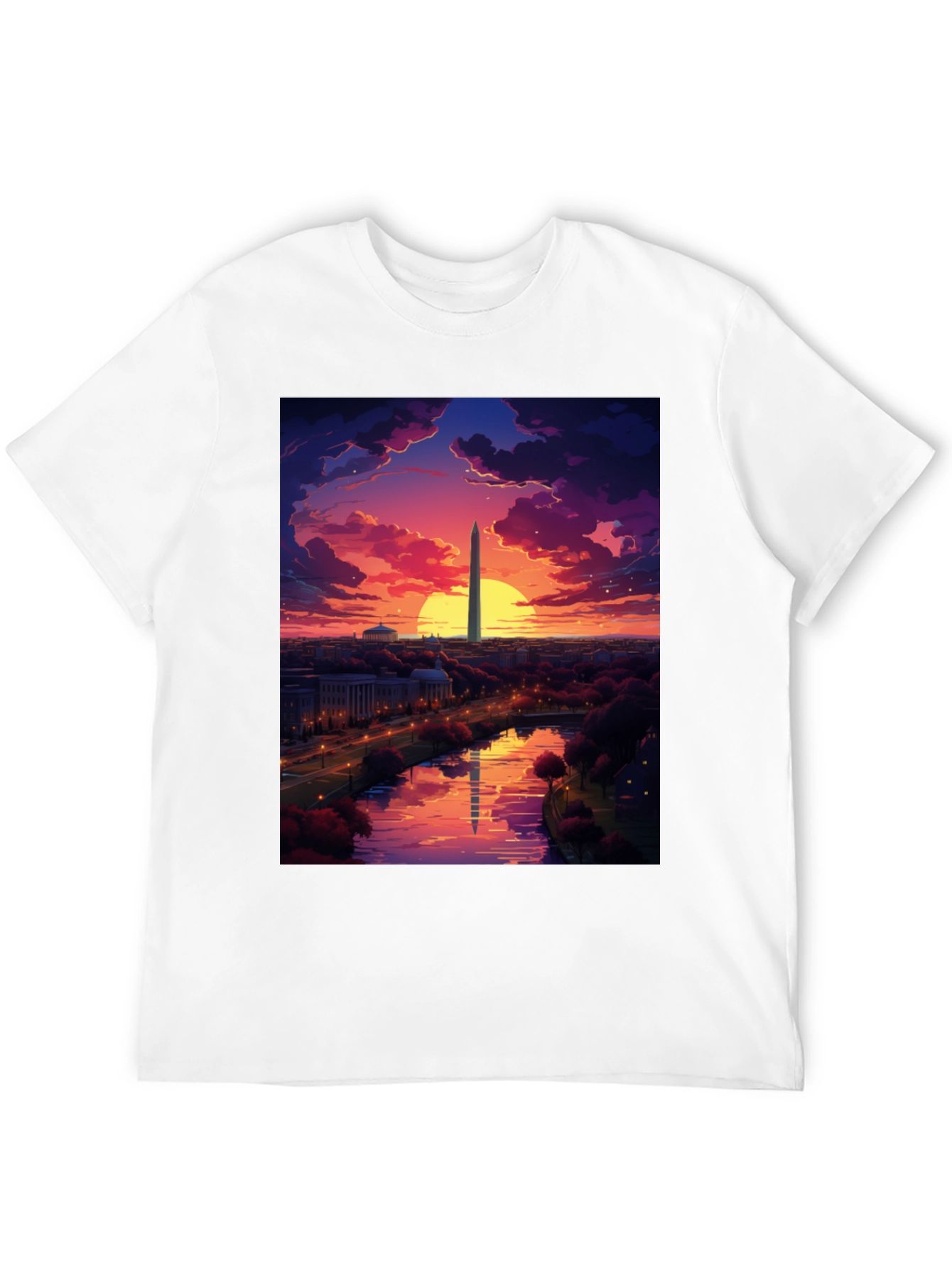 Washington Monument Art T-Shirt - Sunset Design