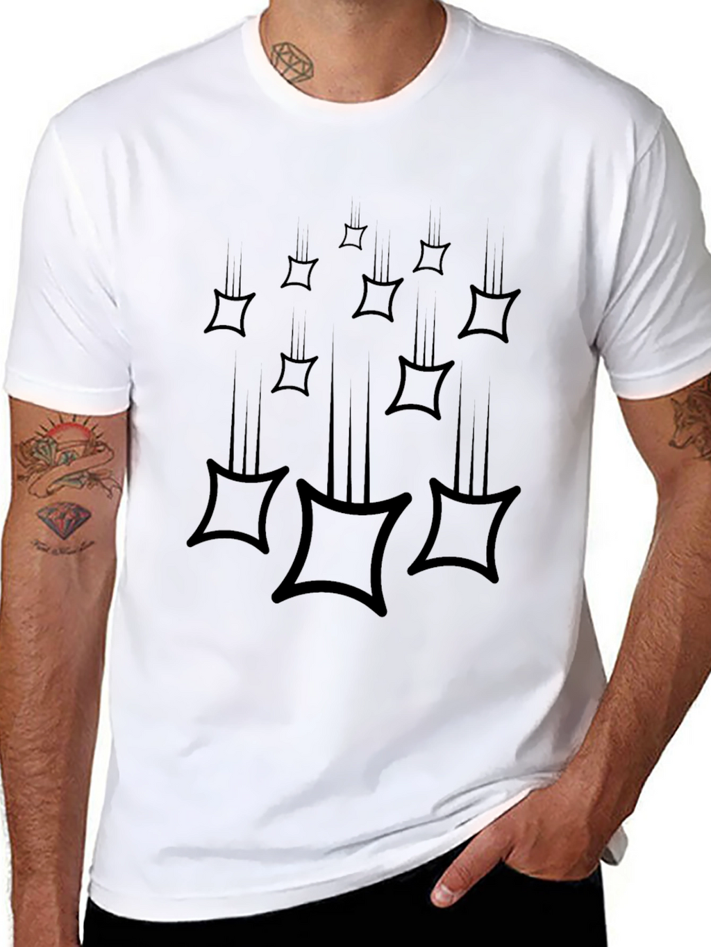 Falling Starburst Graphic T-Shirt - Black