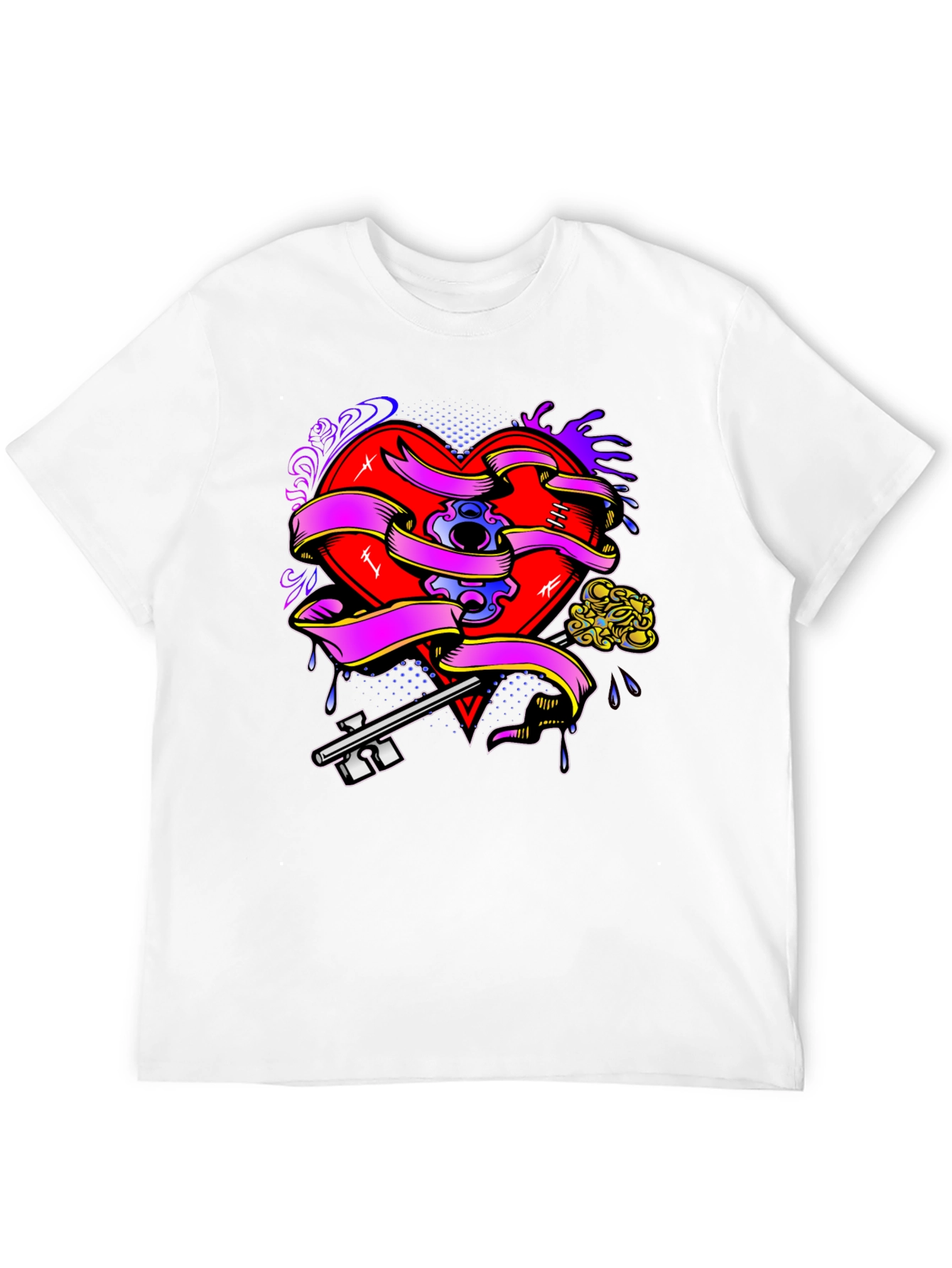 Heart Key Tattoo Graphic Tee