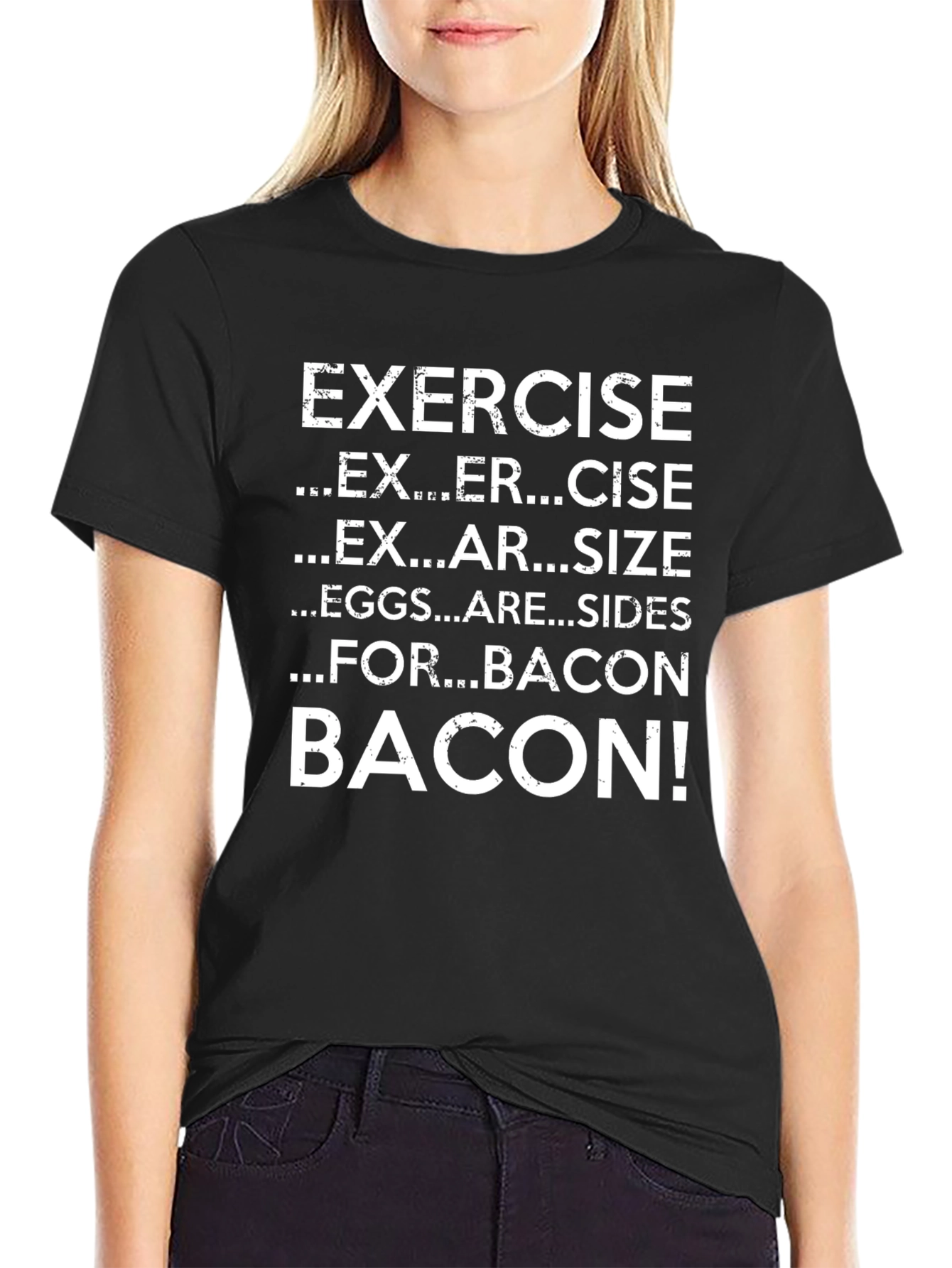 Funny Exercise Bacon Graphic T-Shirt