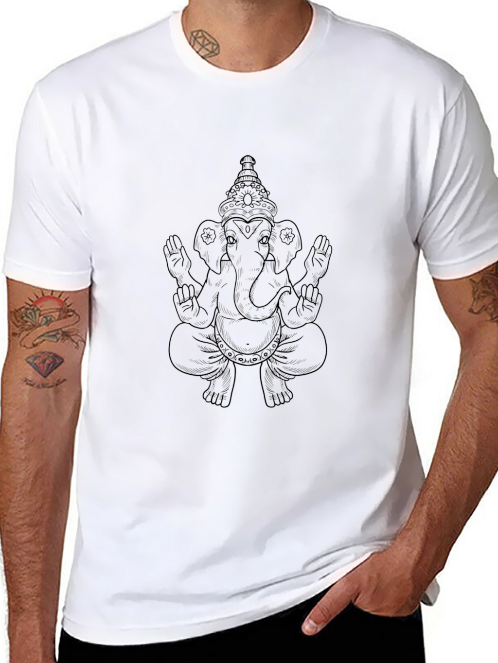 Black Ganesha Graphic Tee - Mens Relaxed Fit