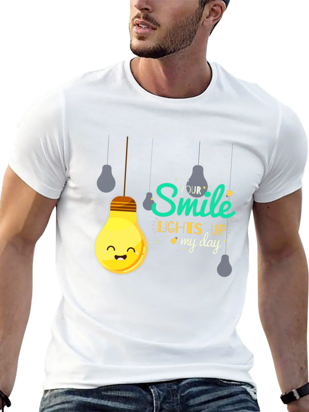 Smile Lights Up My Day Black Graphic T-Shirt