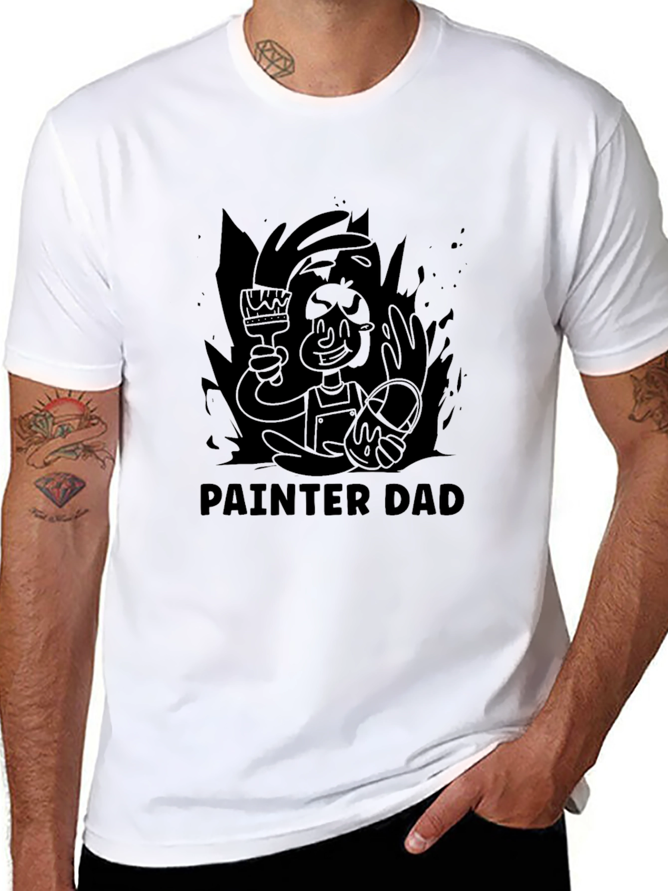 Painter Dad T-Shirt - Cartoon Style Graphic Tee
