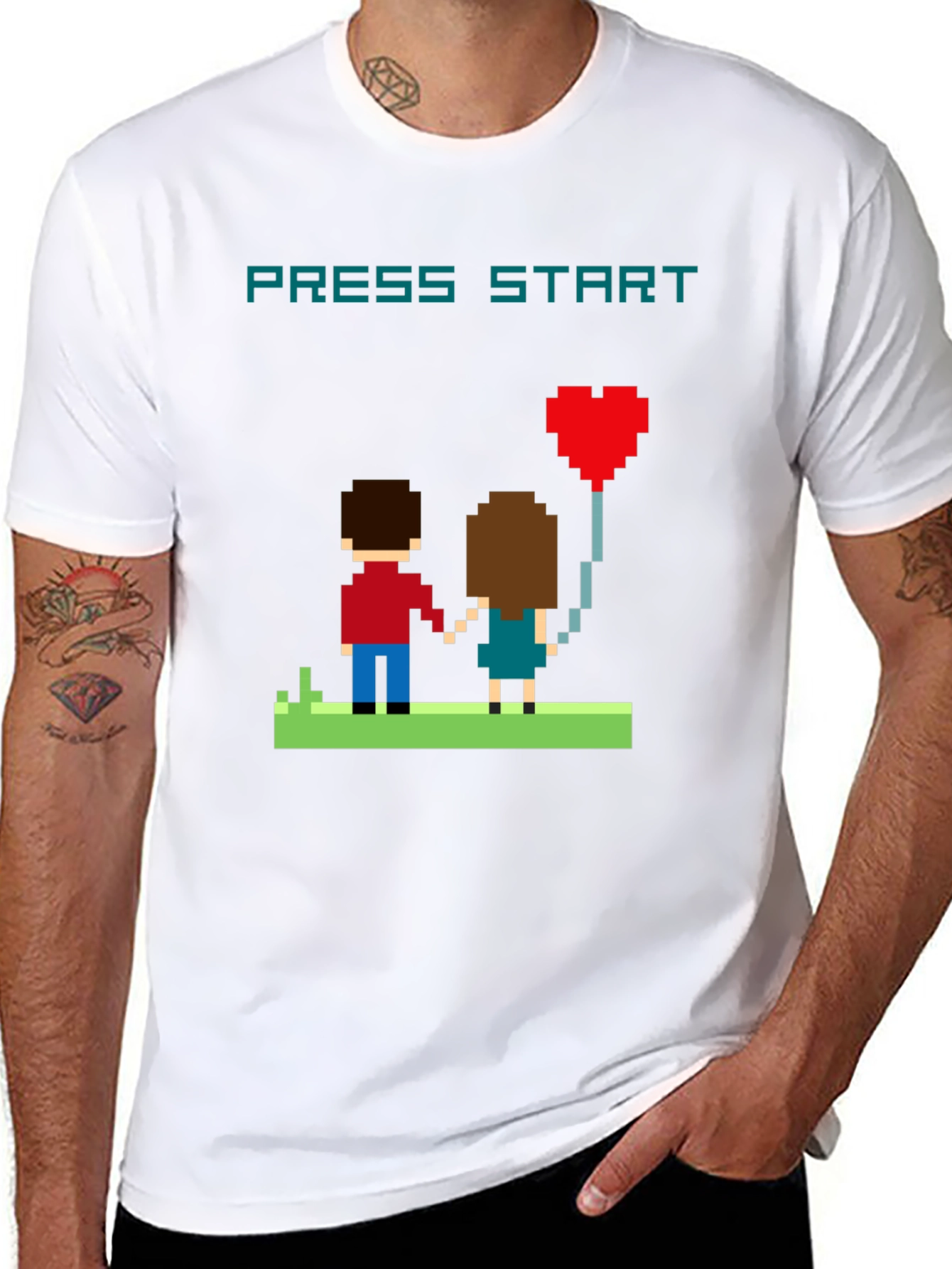 Pixel Love T-Shirt - Press Start to Love
