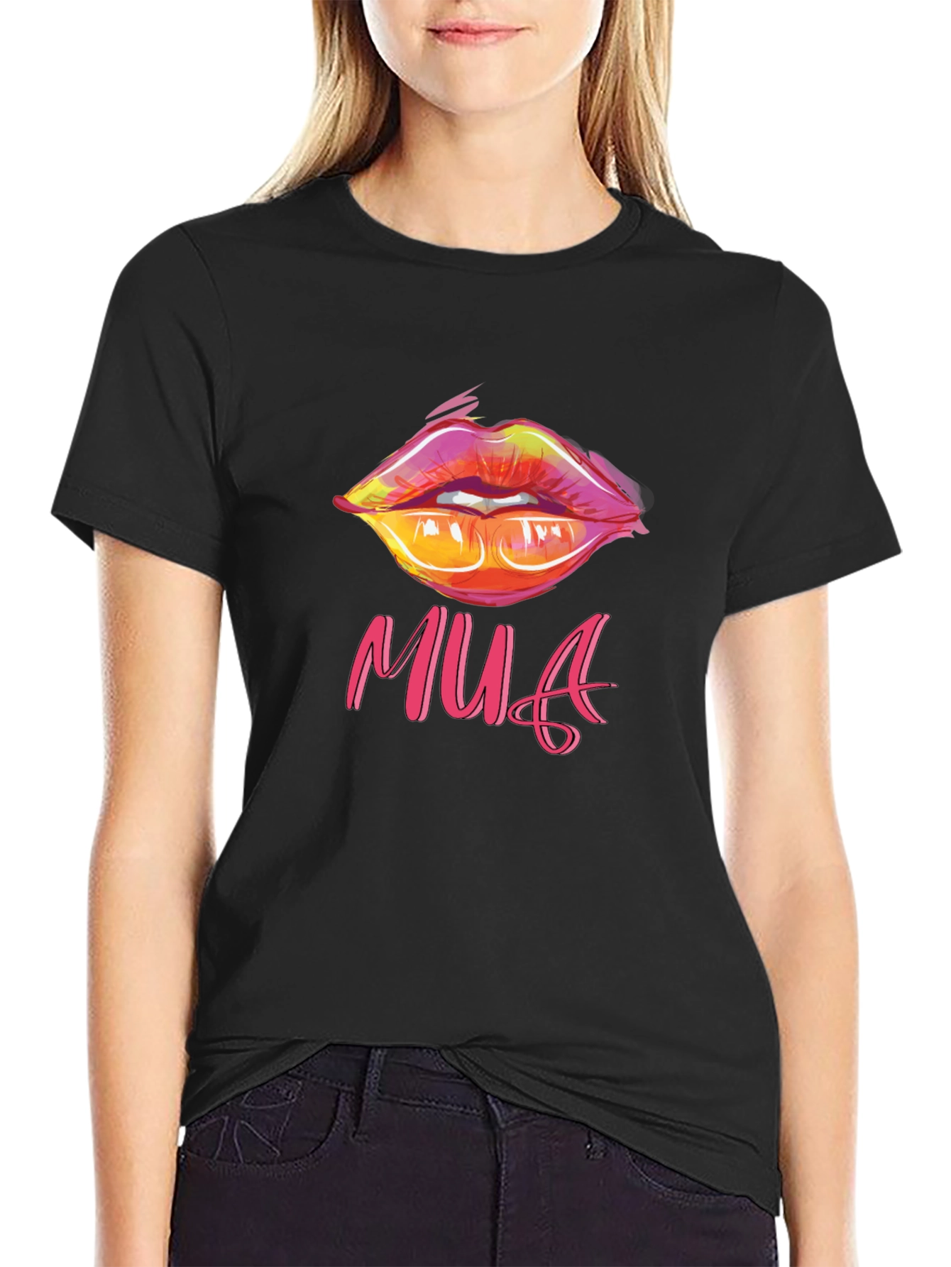 MUA Lips Graphic Tee - Stylish Black T-Shirt