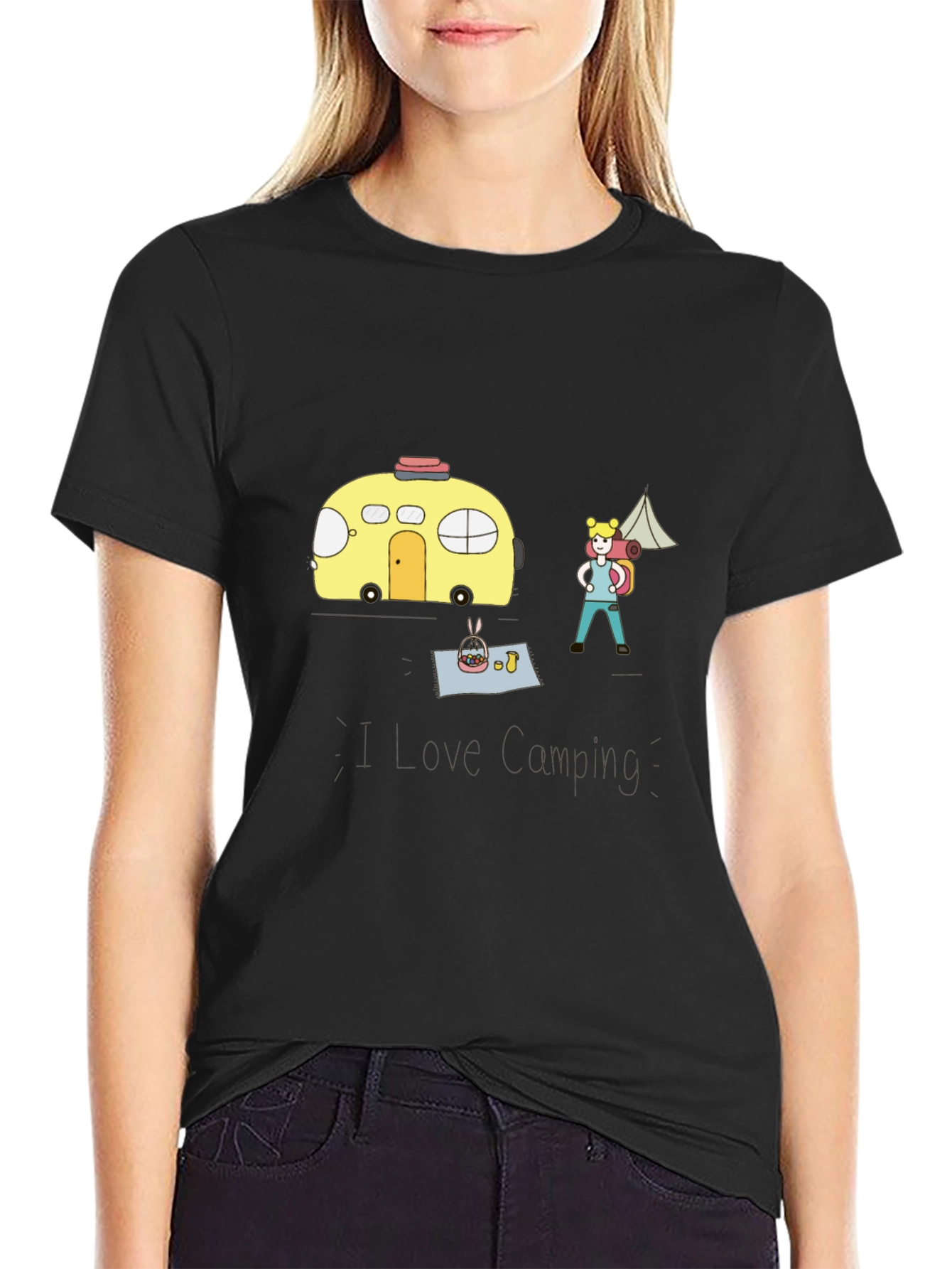 Camping Adventure T-Shirt - Cartoon Style