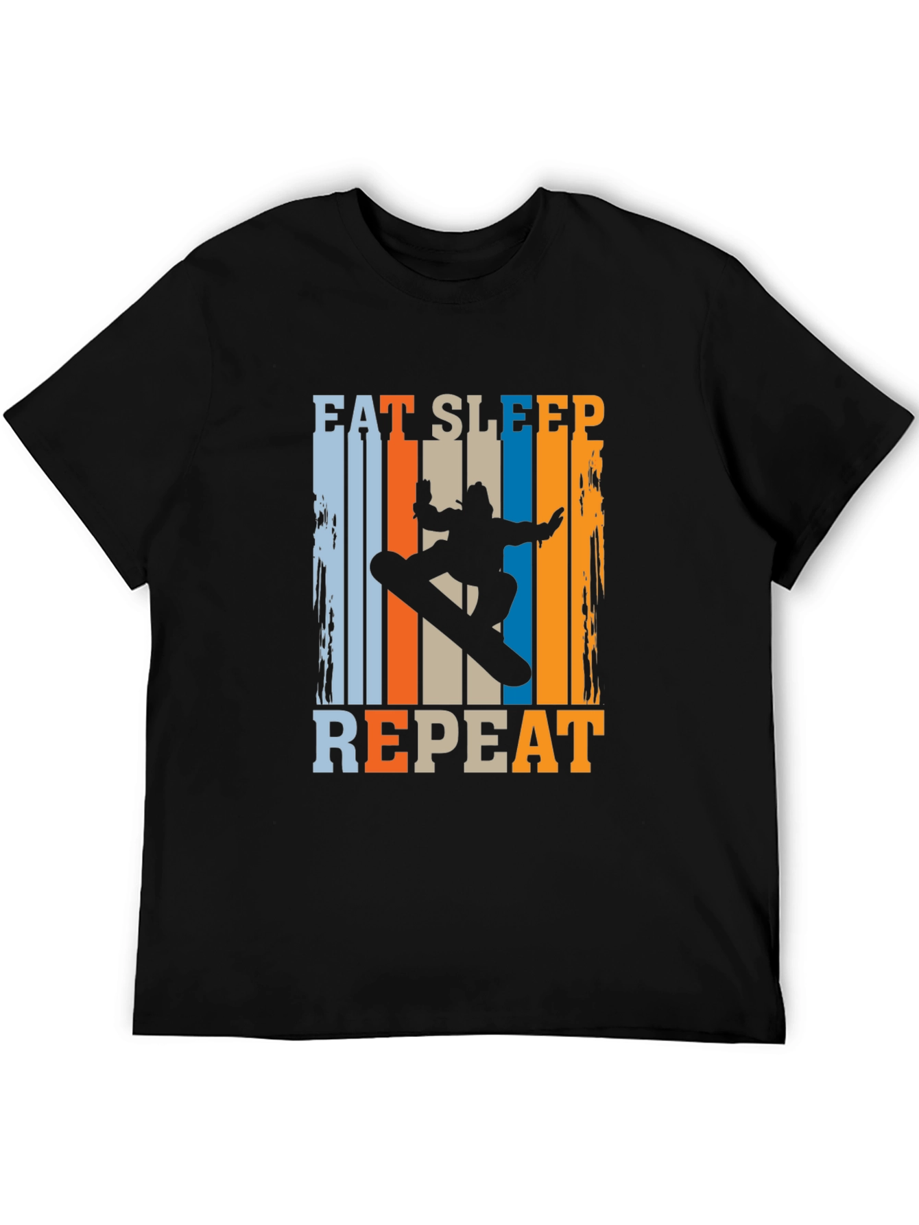Eat Sleep Snowboard Repeat Graphic Tee - Black