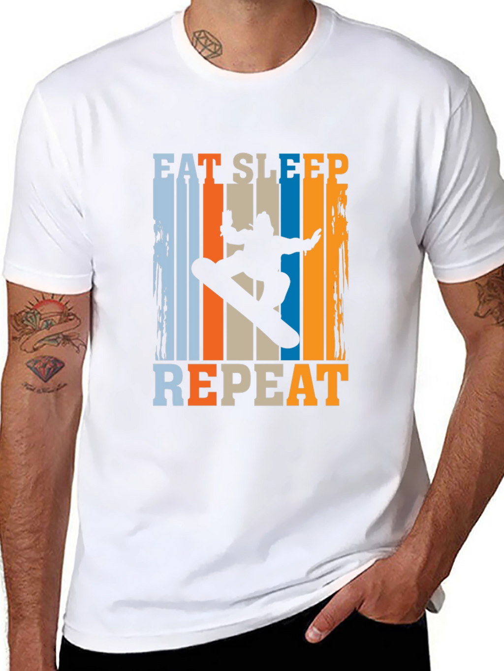 Eat Sleep Snowboard Repeat Graphic Tee - Black
