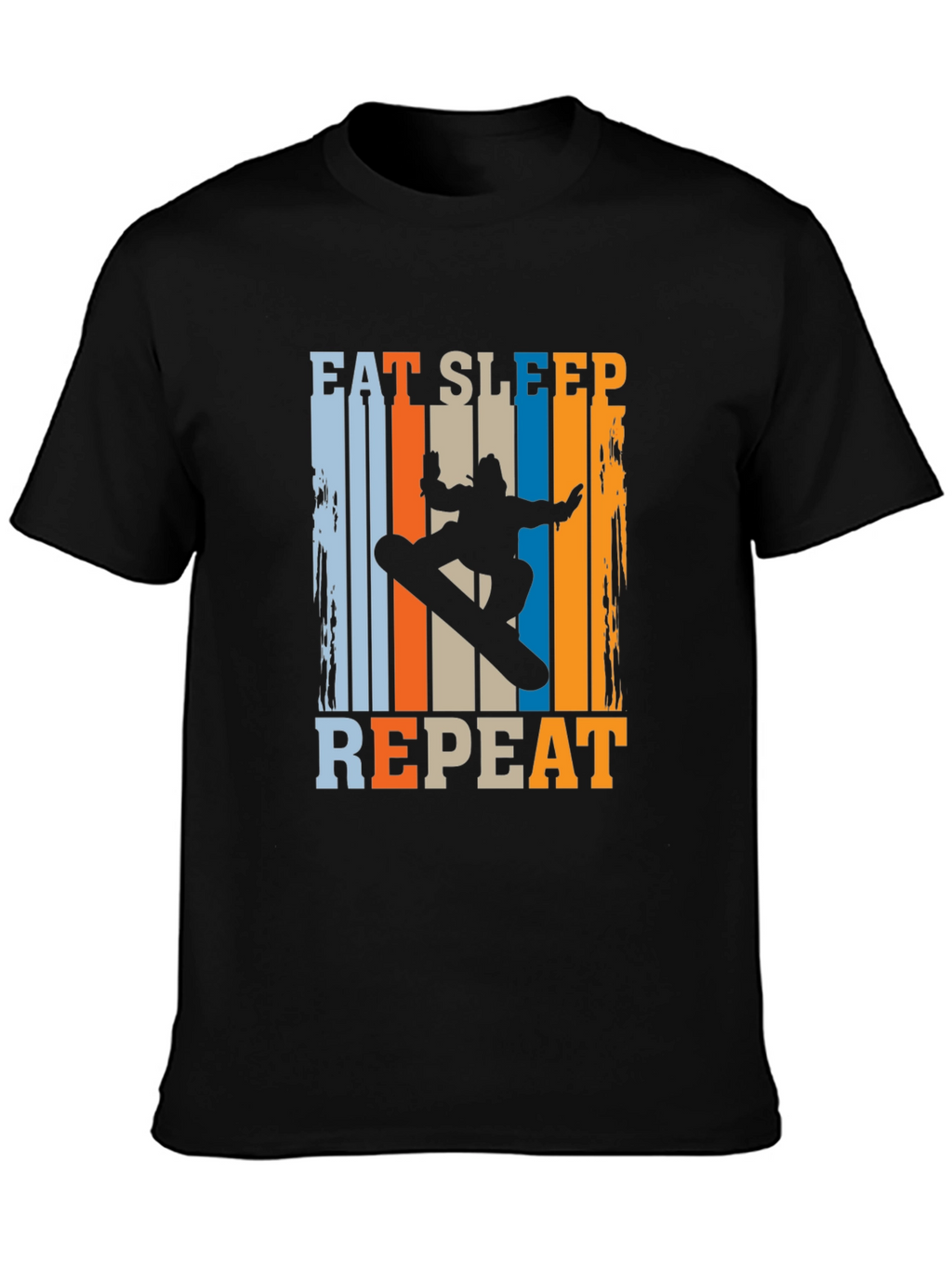 Eat Sleep Snowboard Repeat Graphic Tee - Black