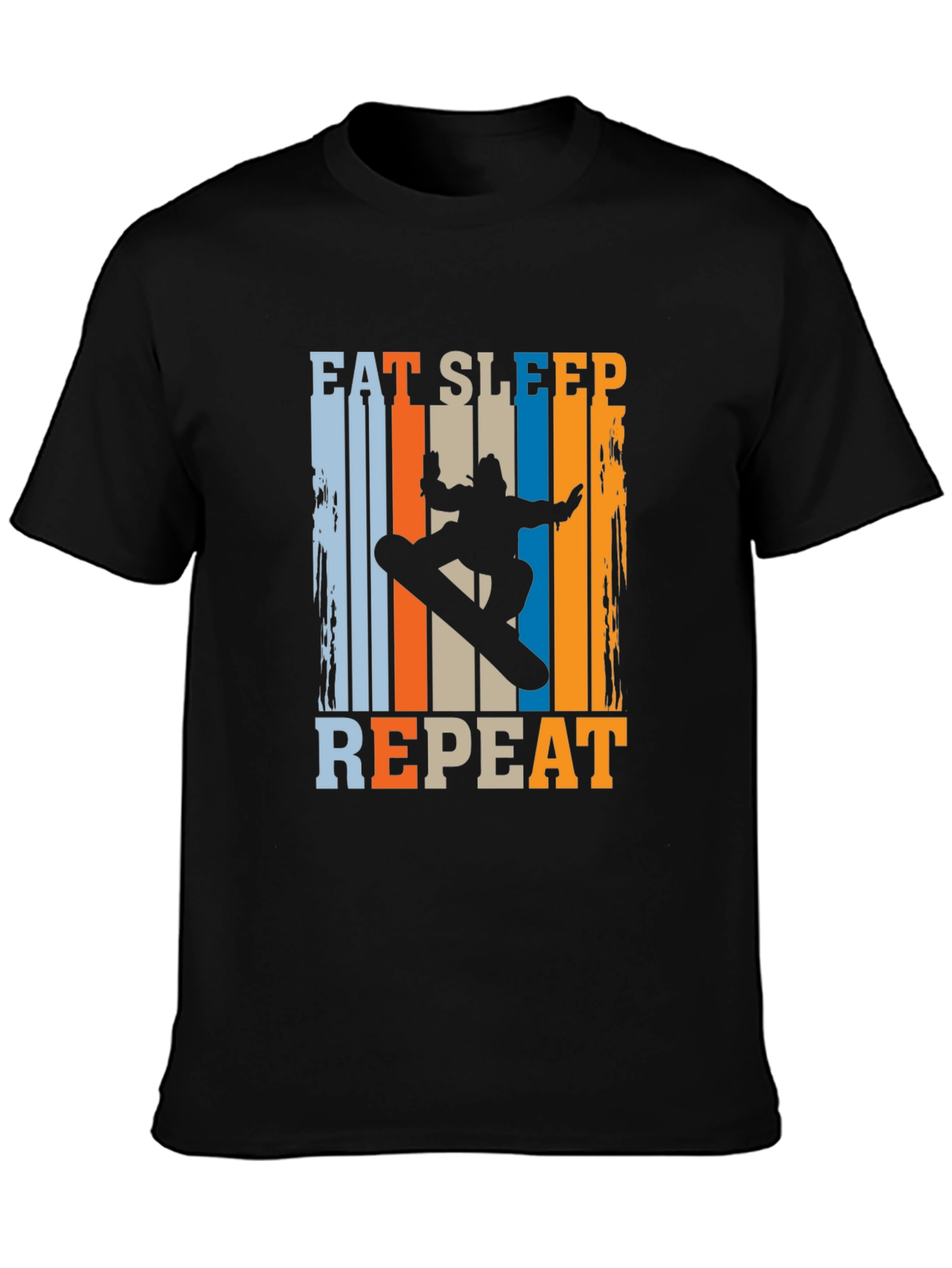 Eat Sleep Snowboard Repeat Graphic Tee - Black
