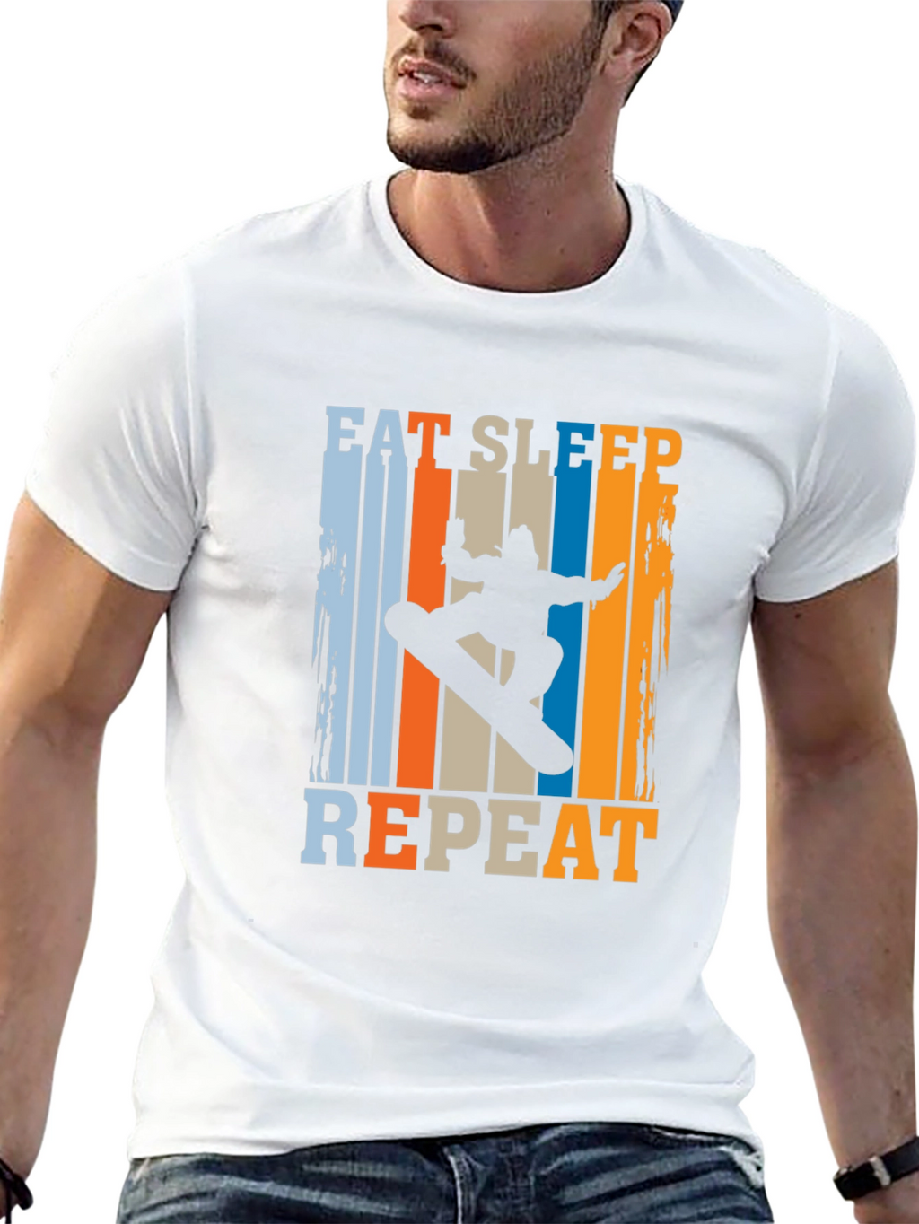 Eat Sleep Snowboard Repeat Graphic Tee - Black