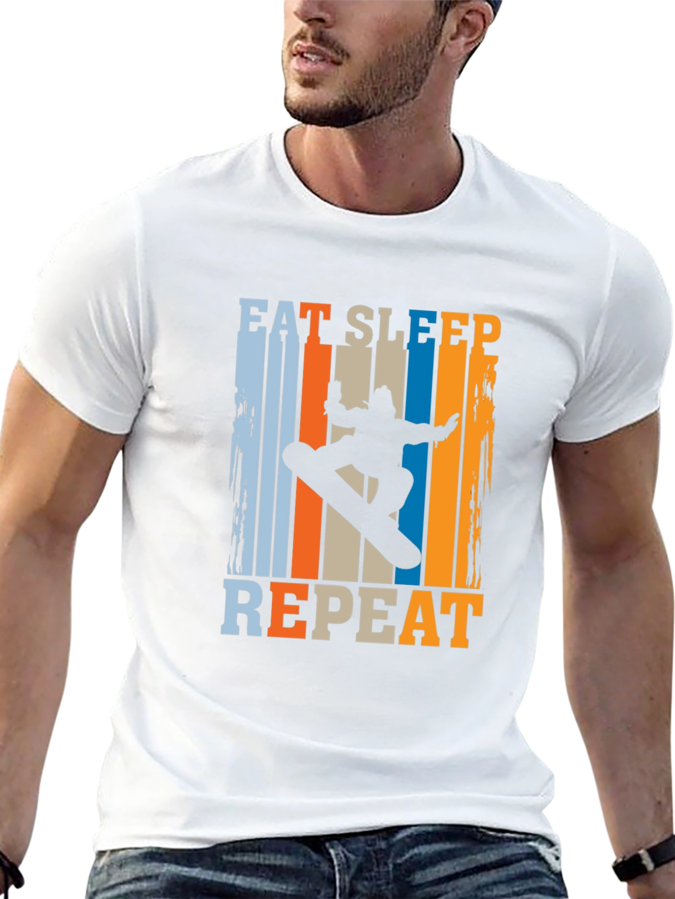 Eat Sleep Snowboard Repeat Graphic Tee - Black