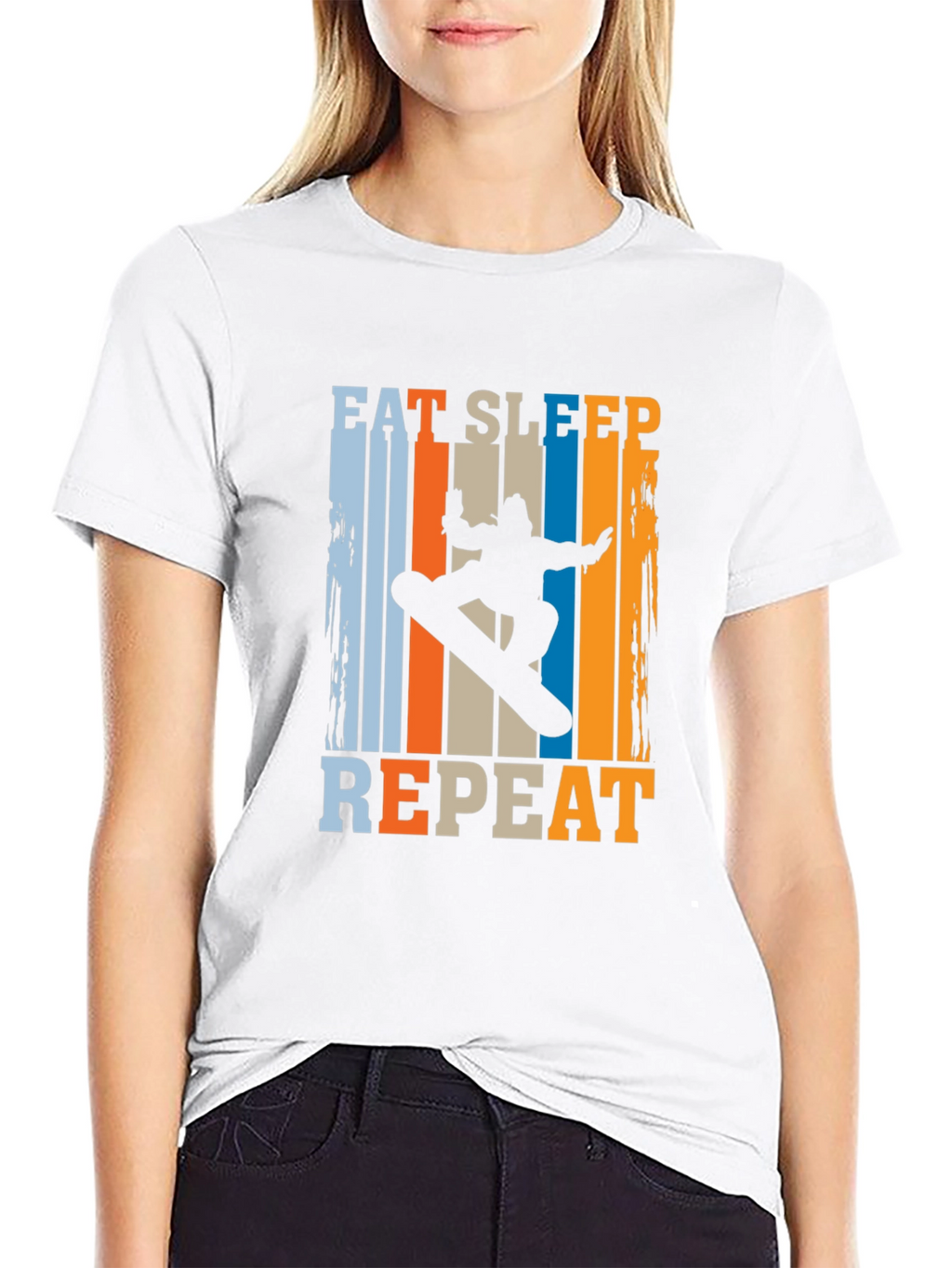Eat Sleep Snowboard Repeat Graphic Tee - Black