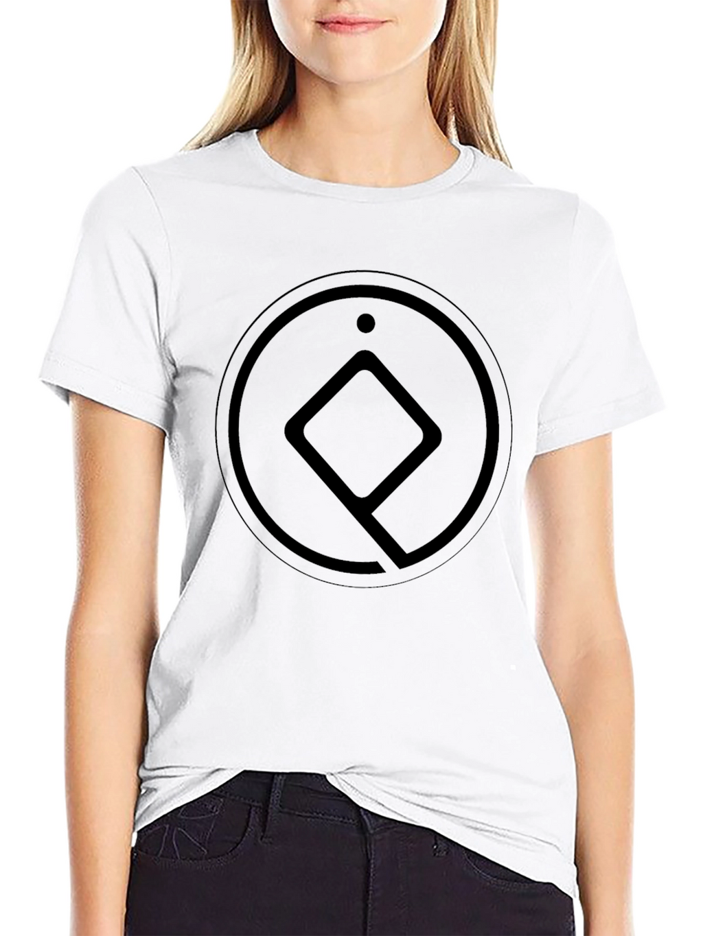 Minimalist Black T-Shirt with Geometric Circle Design