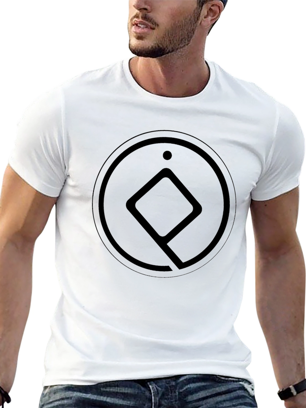 Minimalist Black T-Shirt with Geometric Circle Design