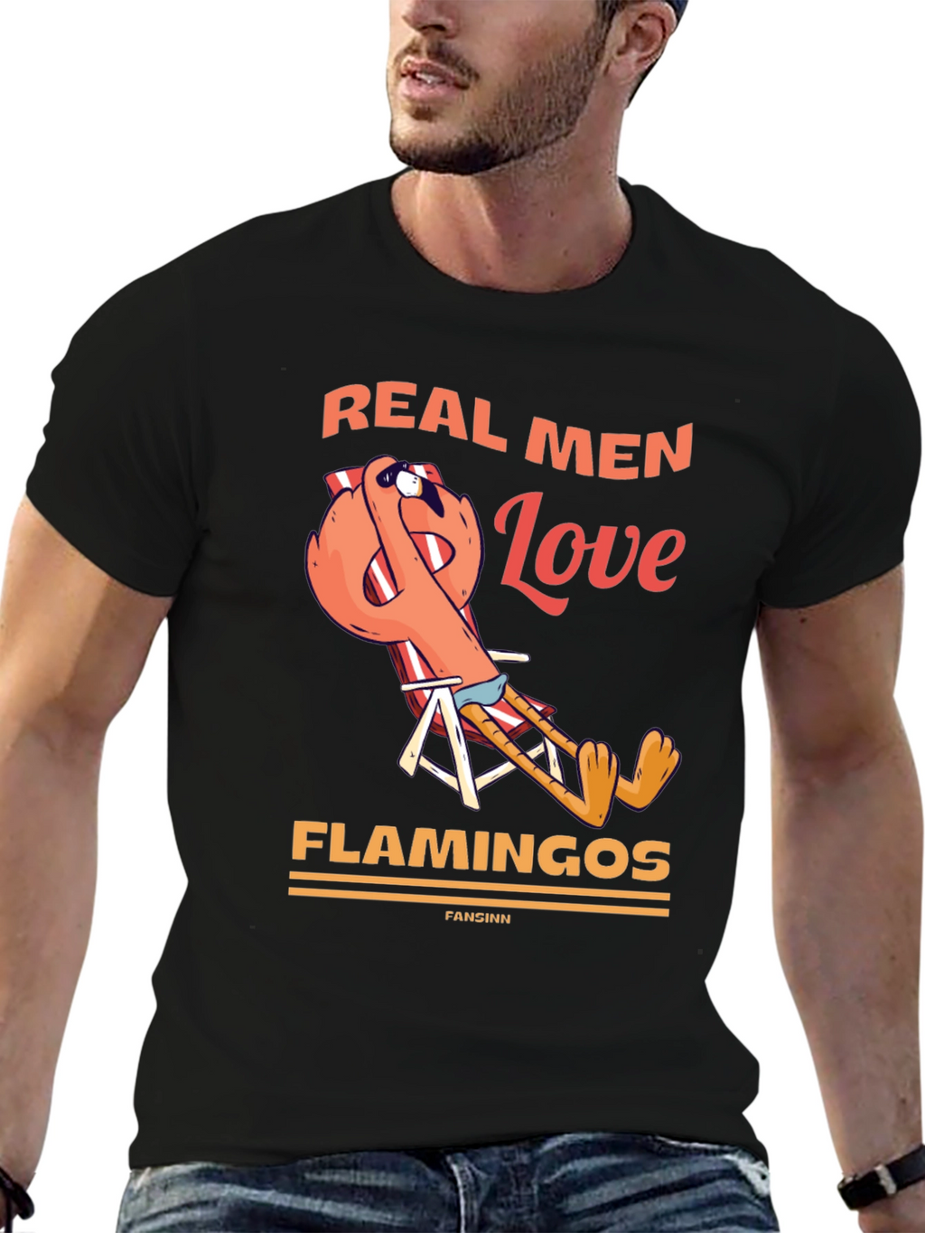 Real Men Love Flamingos Graphic T-Shirt
