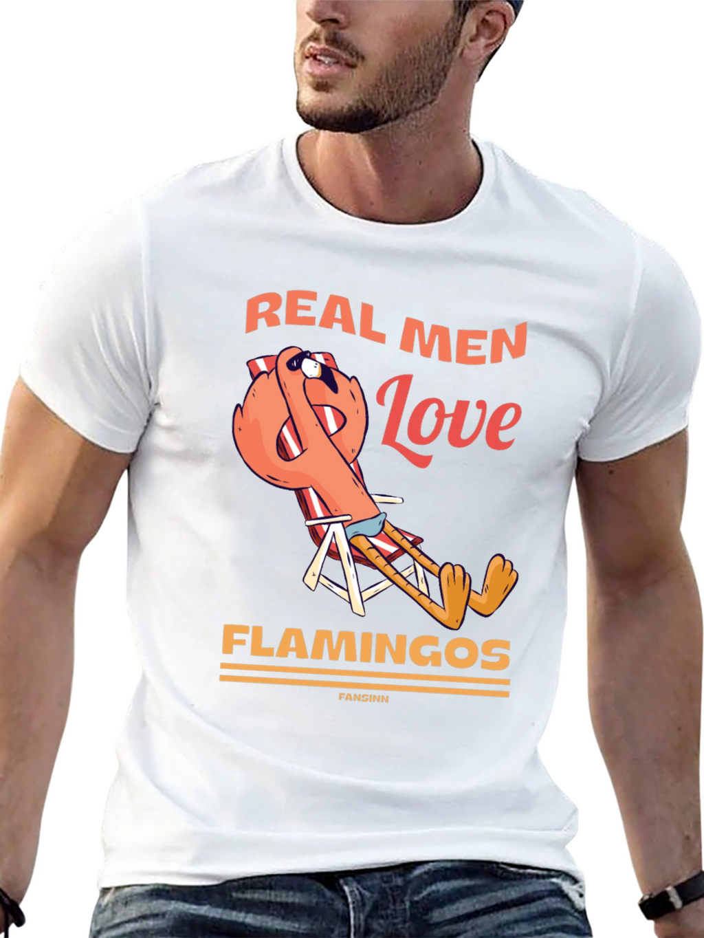 Real Men Love Flamingos Graphic T-Shirt