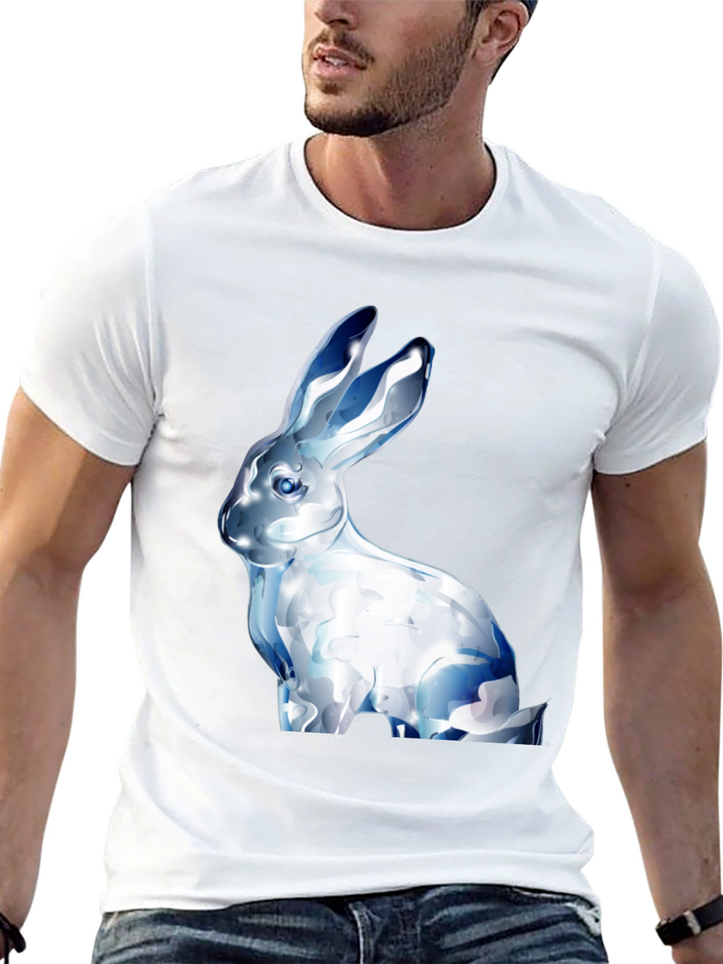 Crystal Rabbit Graphic Black T-Shirt