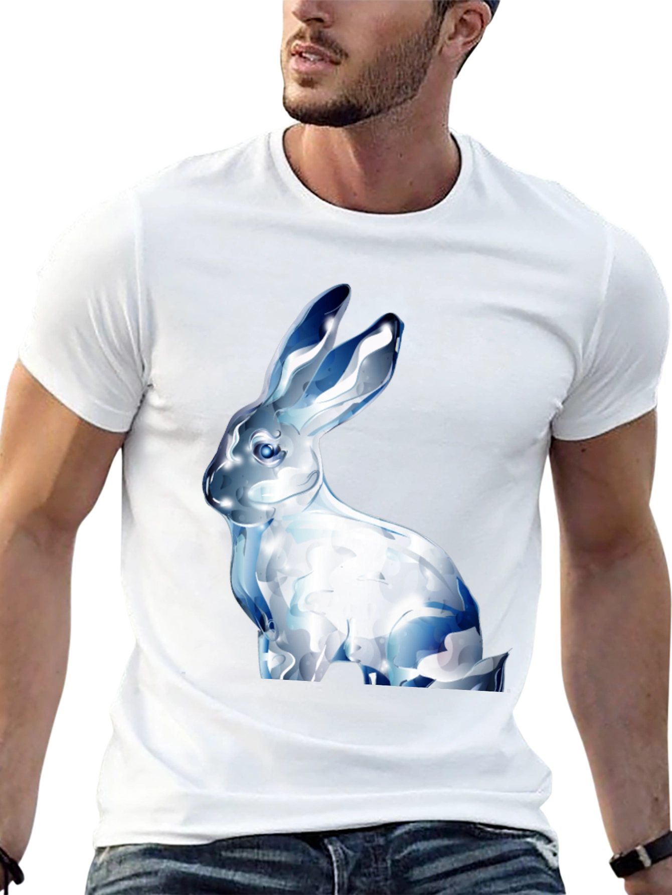 Crystal Rabbit Graphic Black T-Shirt