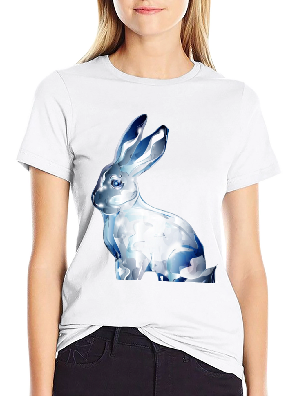 Crystal Rabbit Graphic Black T-Shirt