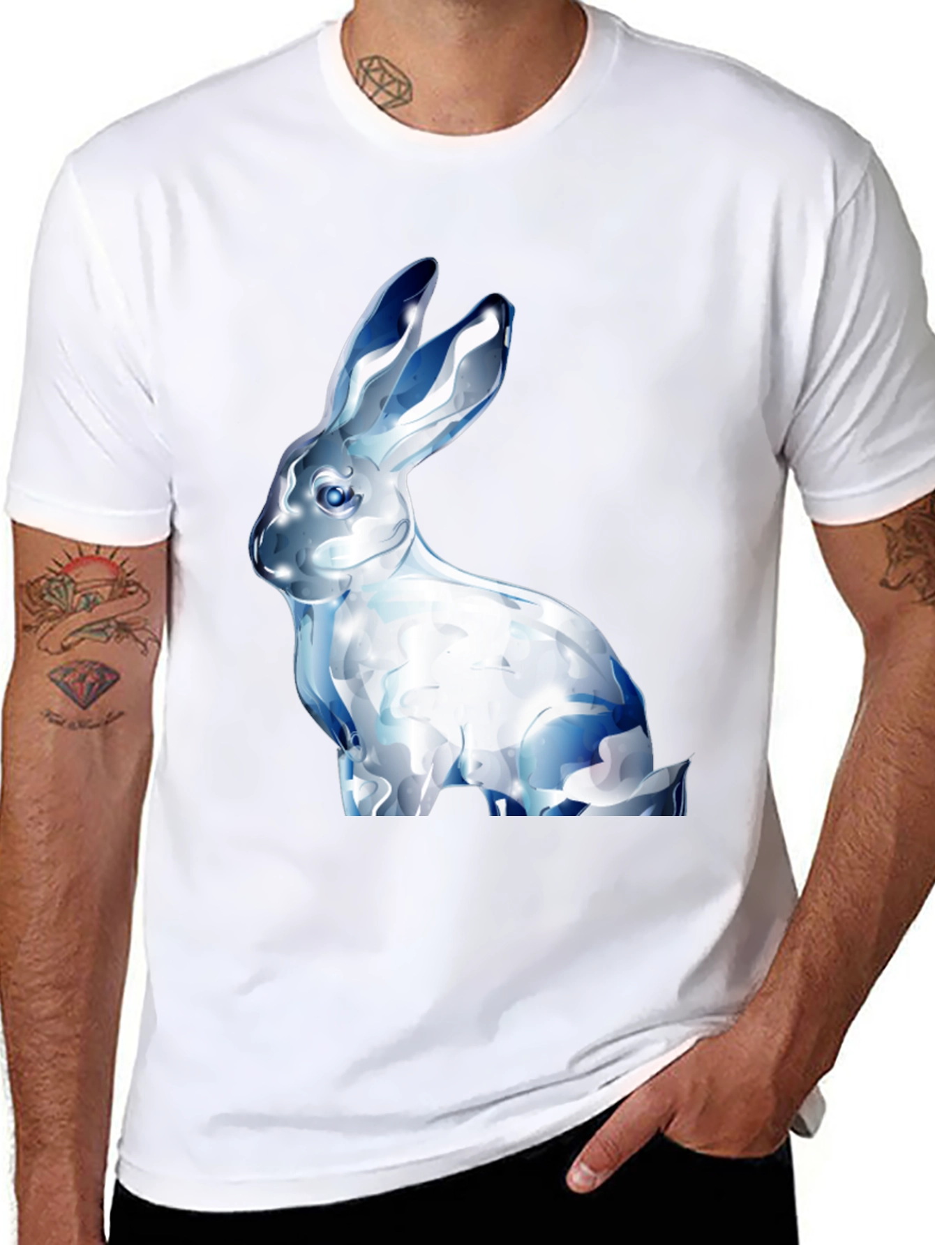 Crystal Rabbit Graphic Black T-Shirt