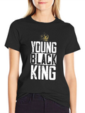 Young Black King Graphic Tee - Black Cotton