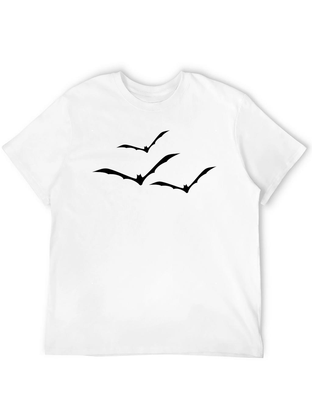 Mens Black Bat Print Crew Neck T-Shirt