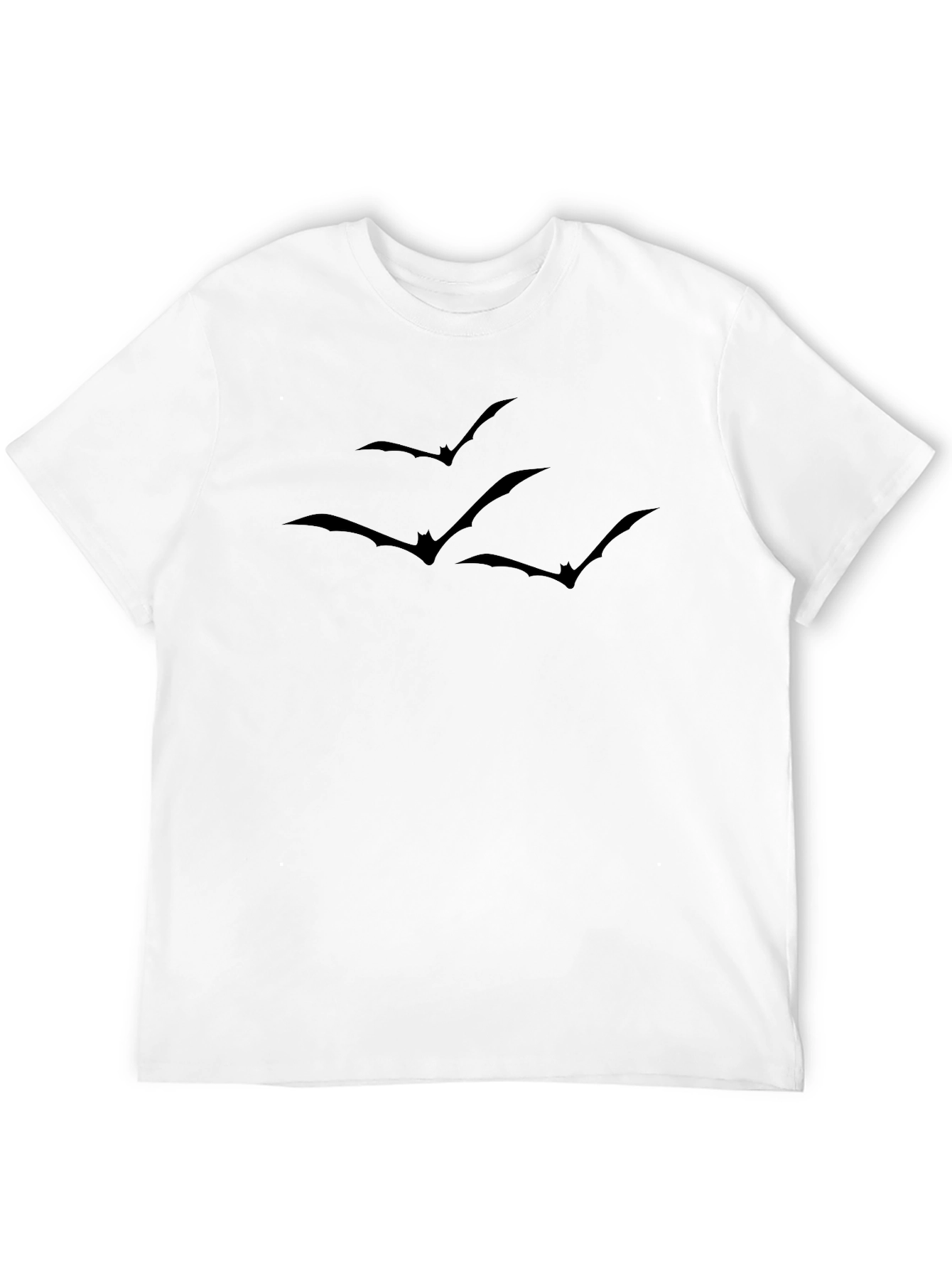 Mens Black Bat Print Crew Neck T-Shirt
