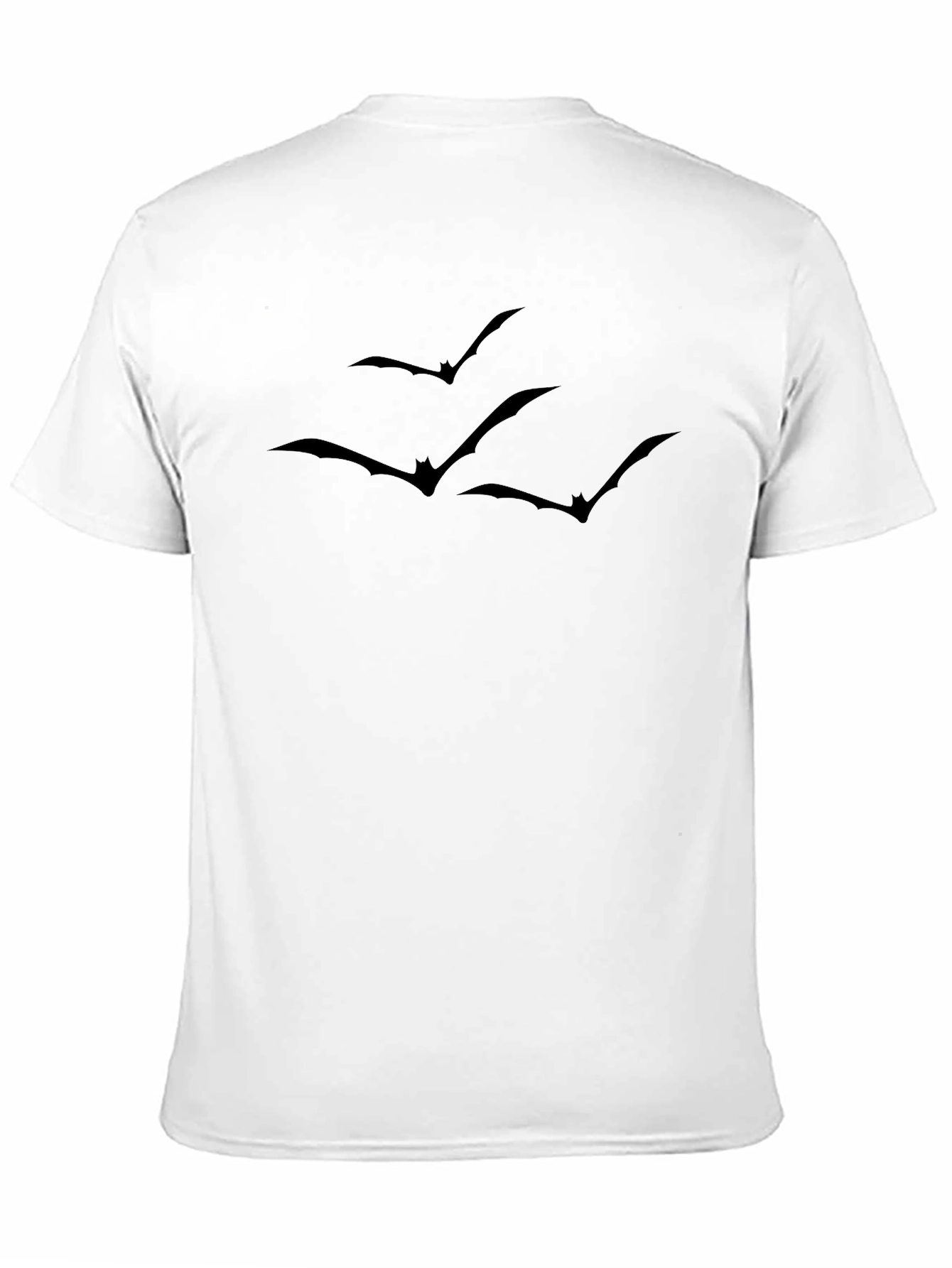 Mens Black Bat Print Crew Neck T-Shirt