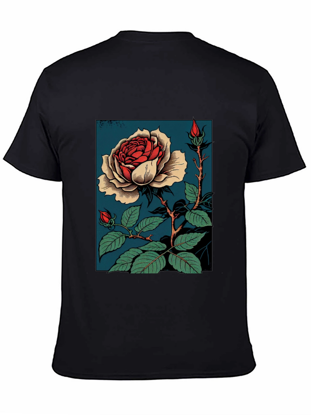 Elegant Rose Graphic T-Shirt - Black