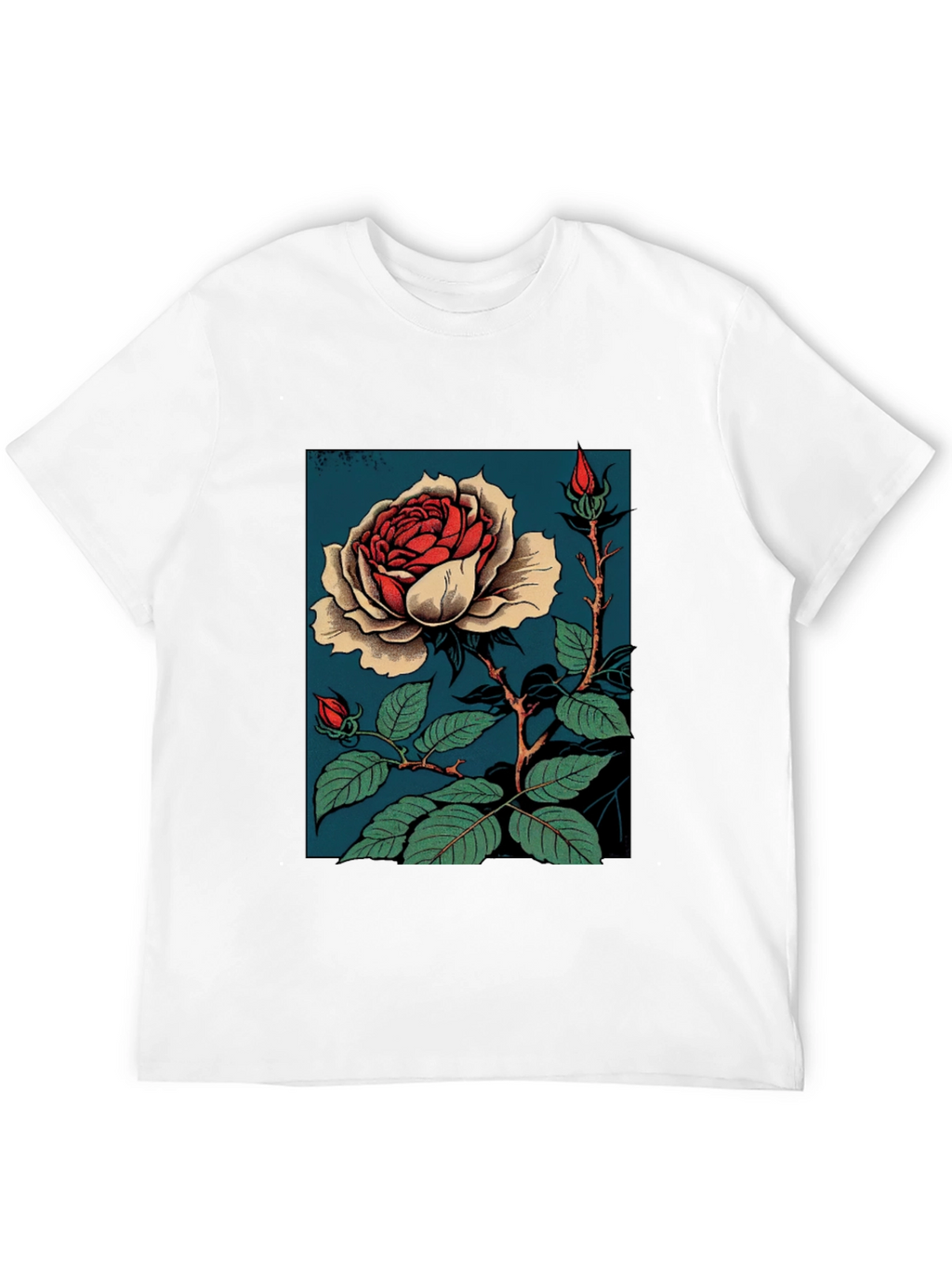 Elegant Rose Graphic T-Shirt - Black