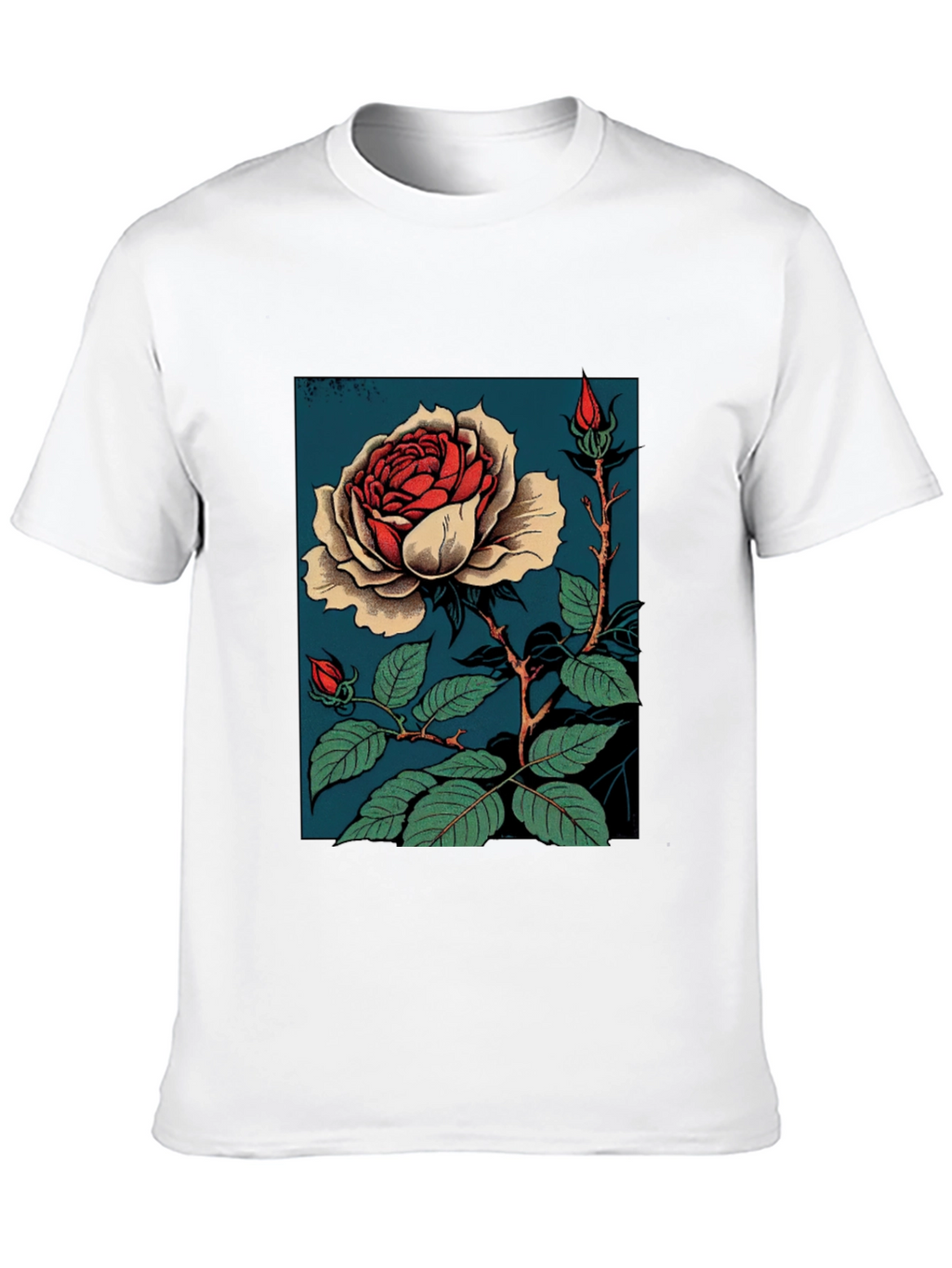 Elegant Rose Graphic T-Shirt - Black