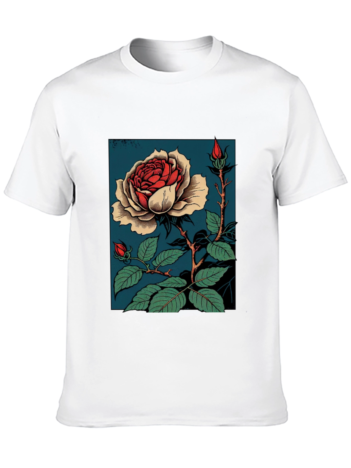 Elegant Rose Graphic T-Shirt - Black