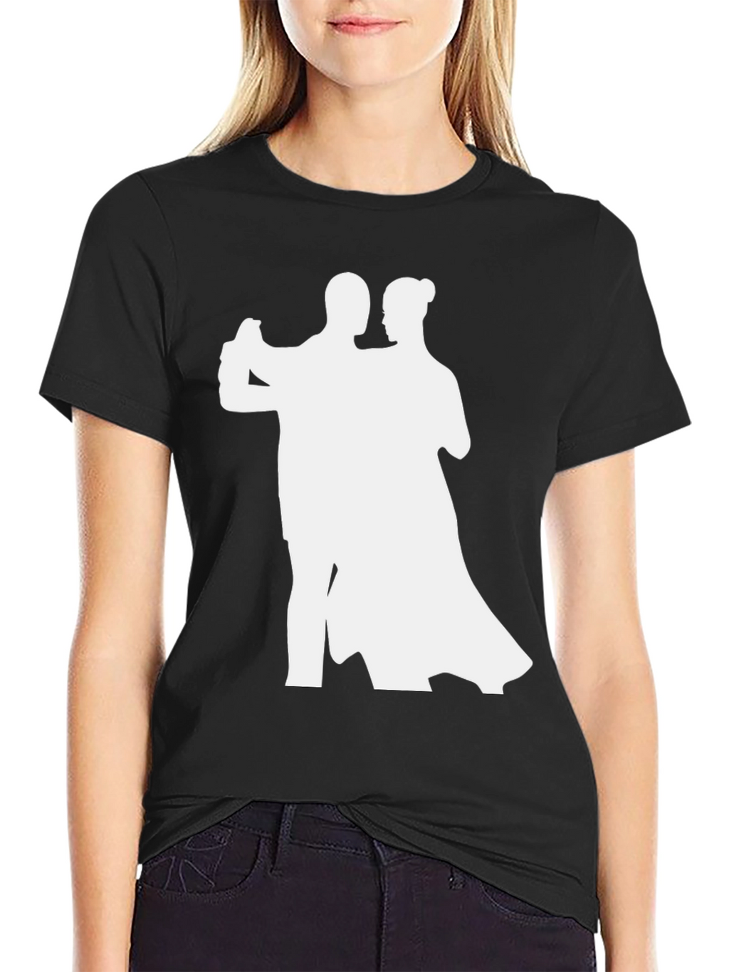 Dancing Couple Graphic Tee - Stylish Black T-Shirt