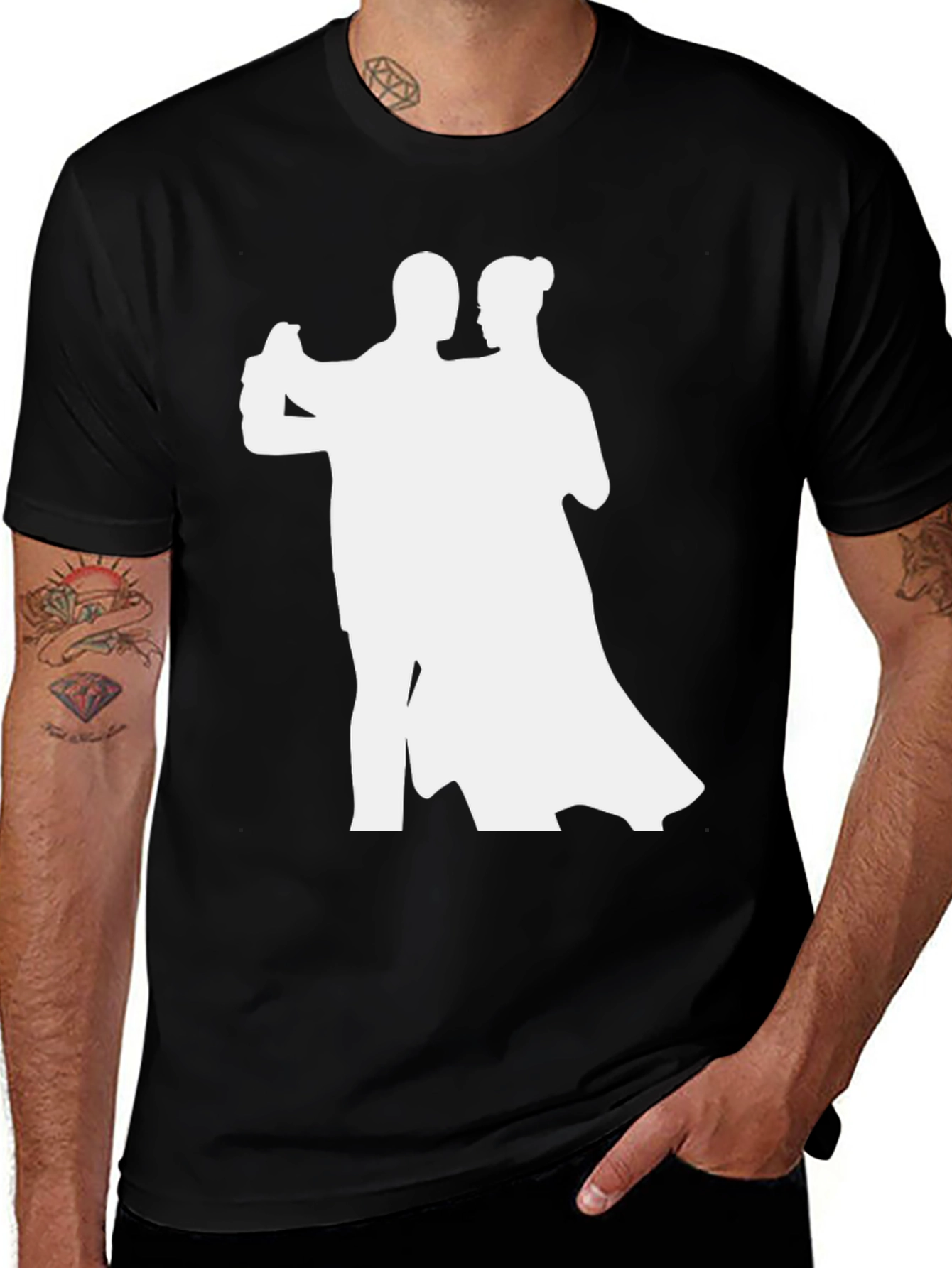 Dancing Couple Graphic Tee - Stylish Black T-Shirt