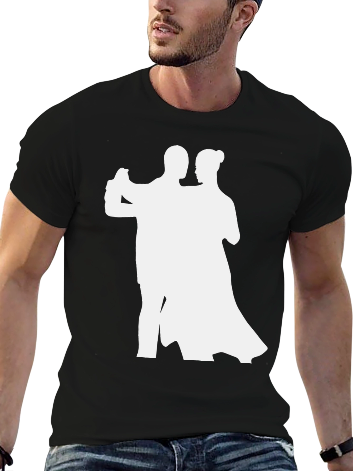 Dancing Couple Graphic Tee - Stylish Black T-Shirt