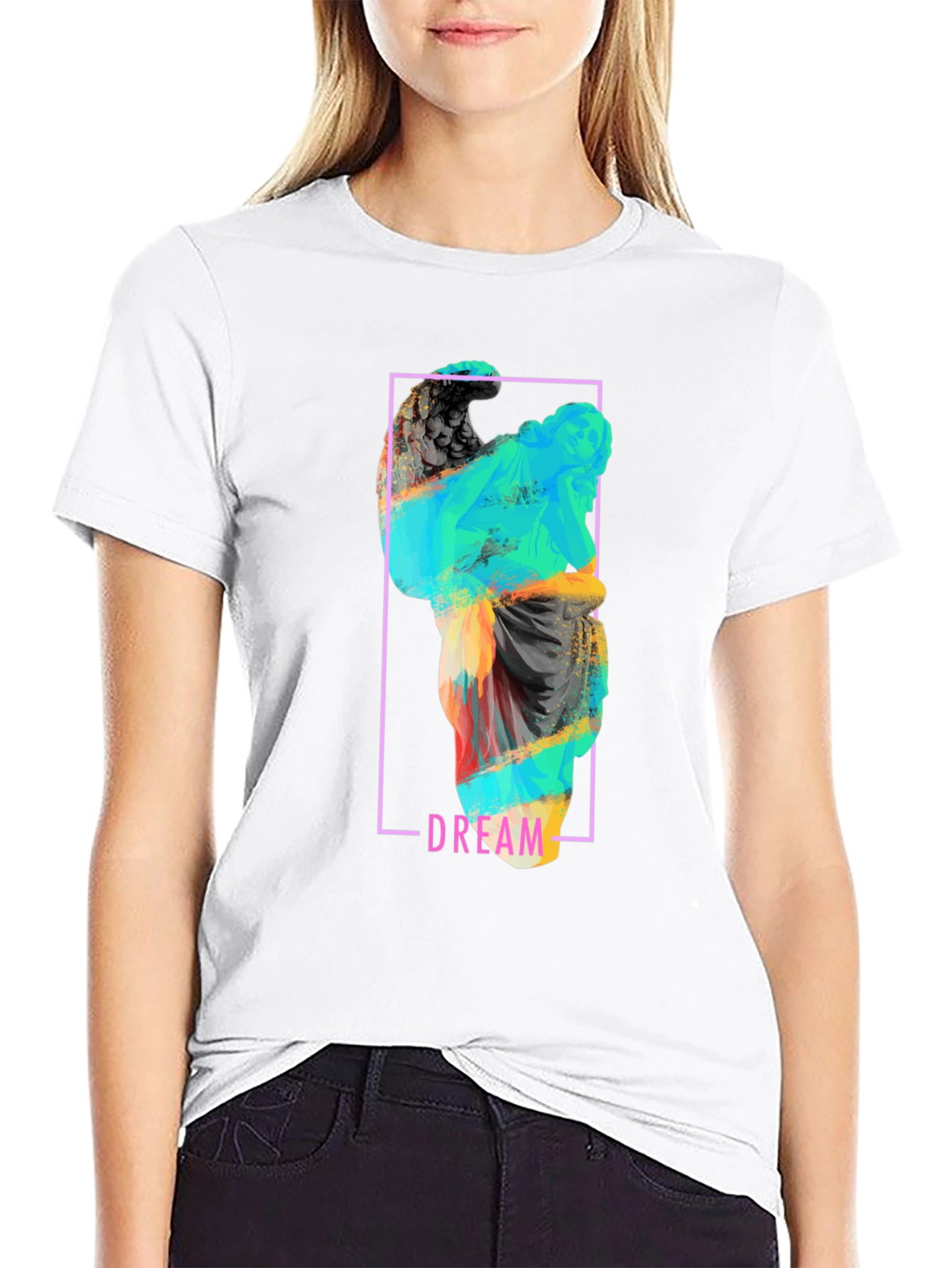Dream Angel Graphic Print Black T-Shirt